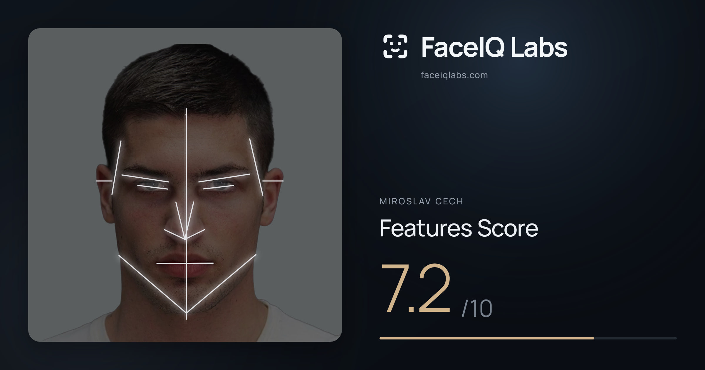 Miroslav Cech Features: 7.2/10, with each assessment drawn on the photo