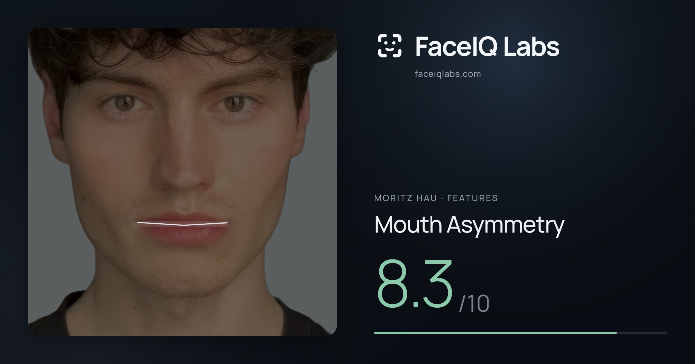 Moritz Hau Mouth Asymmetry: 8.3/10, drawn on the photo