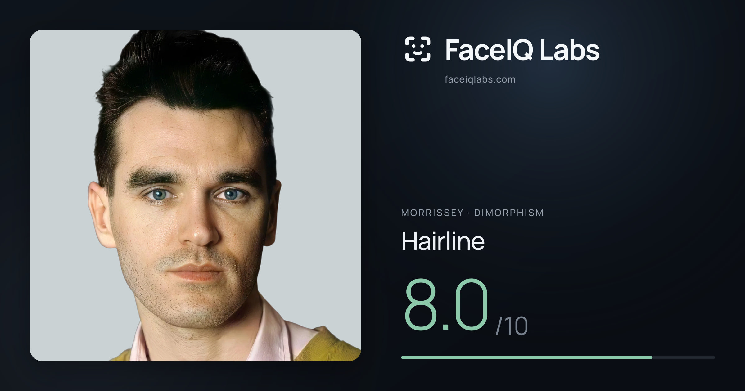 Morrissey Hairline: 8.0/10, drawn on the photo