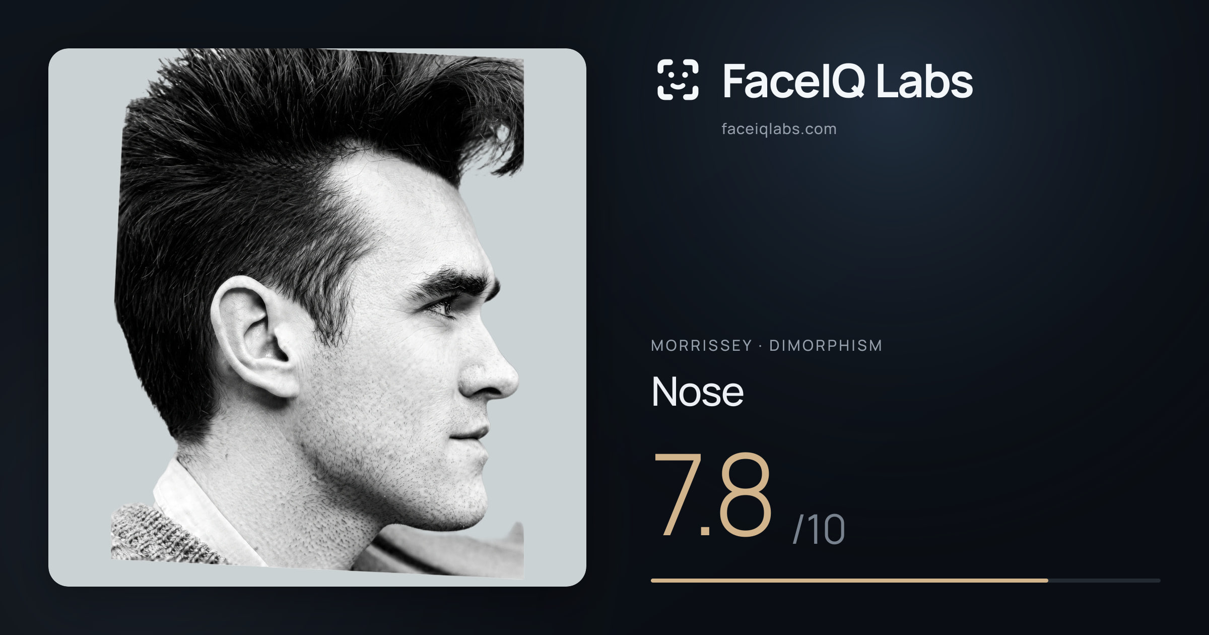 Morrissey Nose: 7.8/10, drawn on the photo