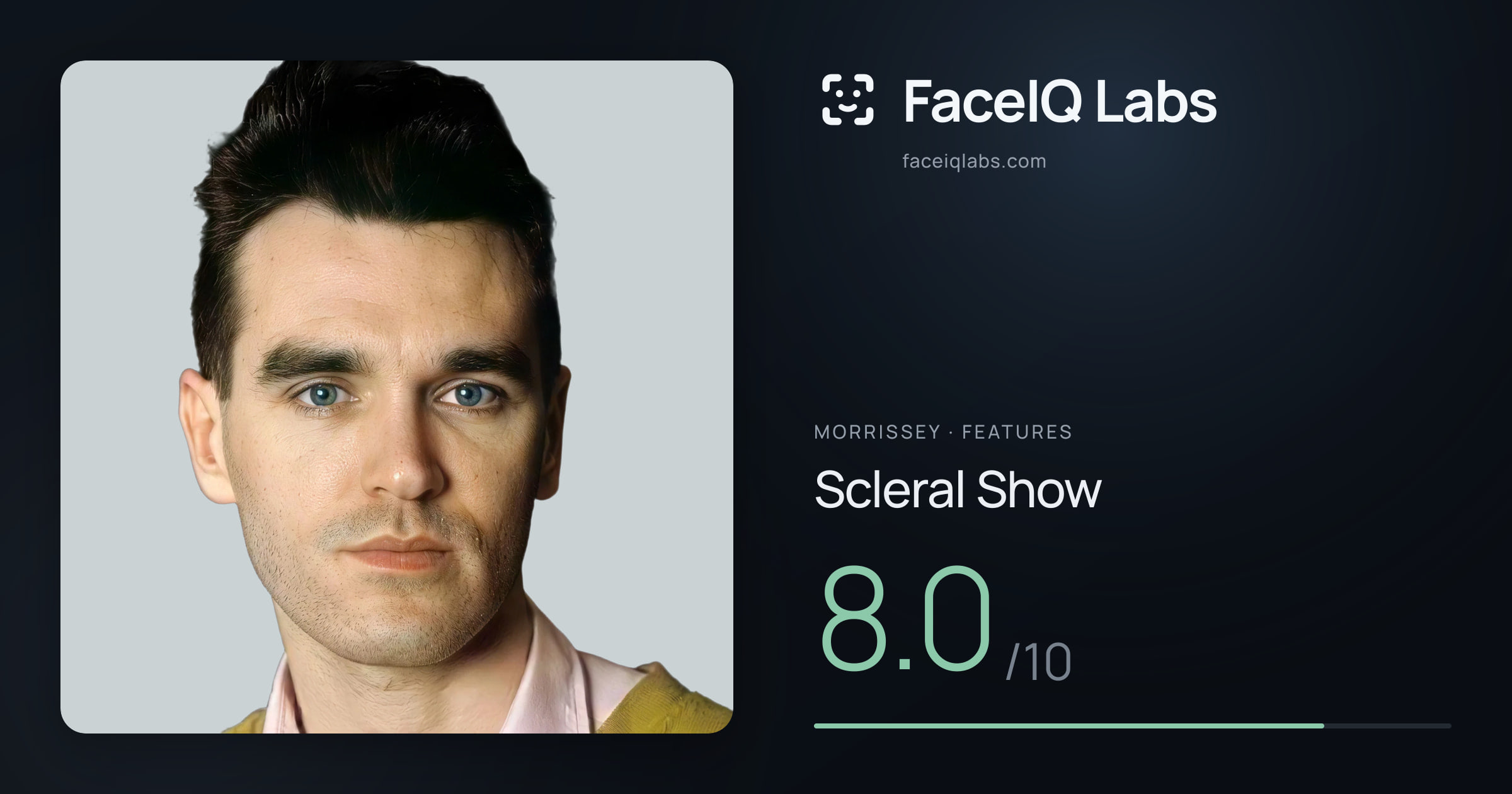 Morrissey Scleral Show: 8.0/10, drawn on the photo