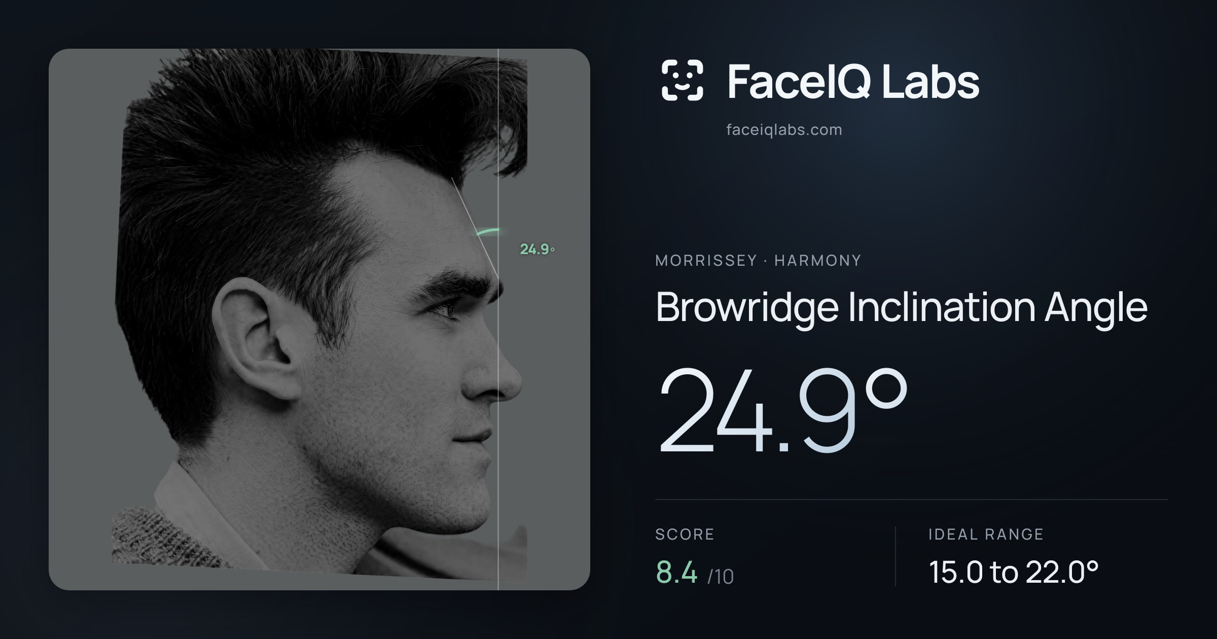 Morrissey Browridge Inclination Angle: 24.9°, drawn on the photo