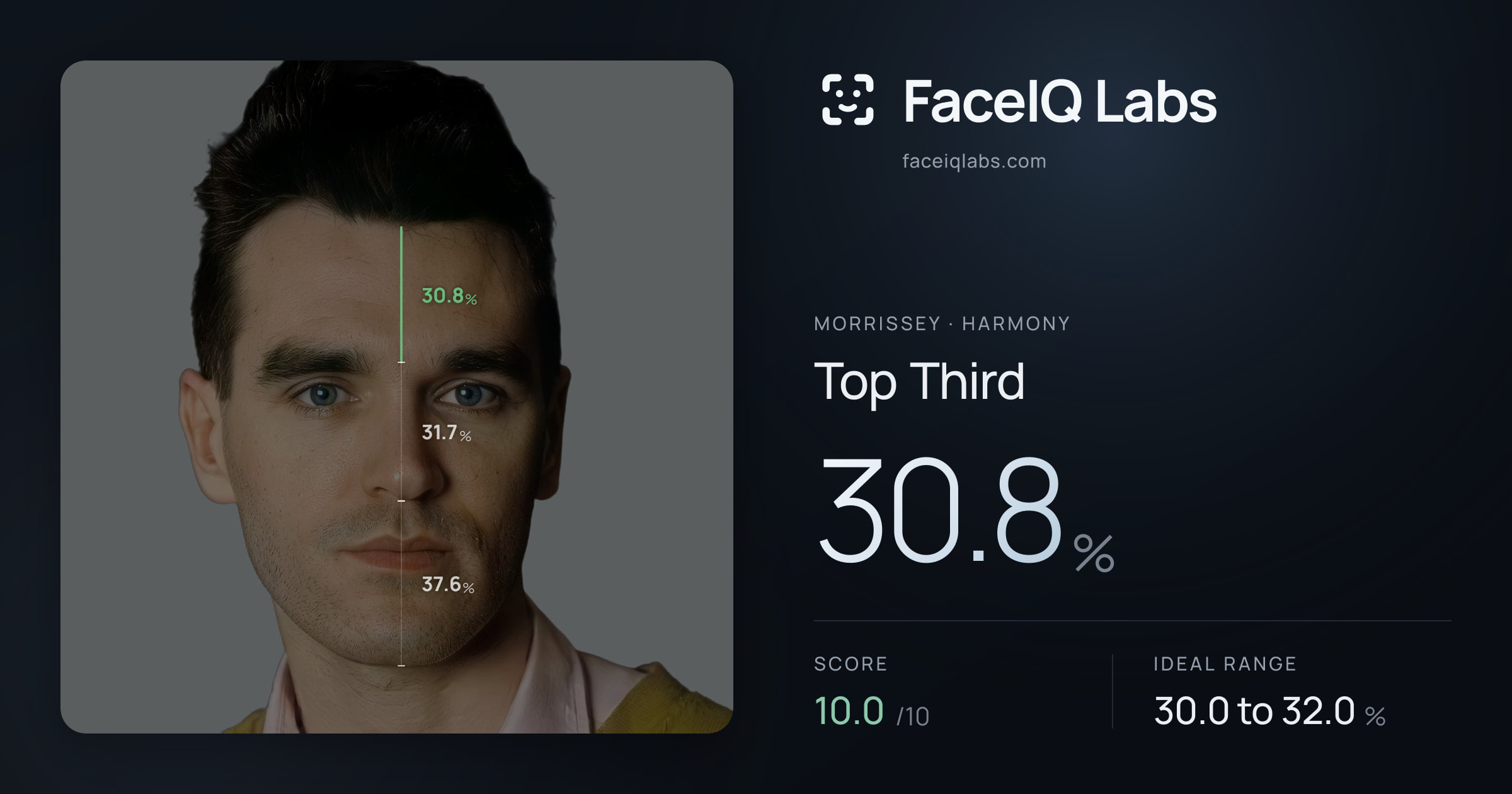 Morrissey Top Third: 30.8%, drawn on the photo