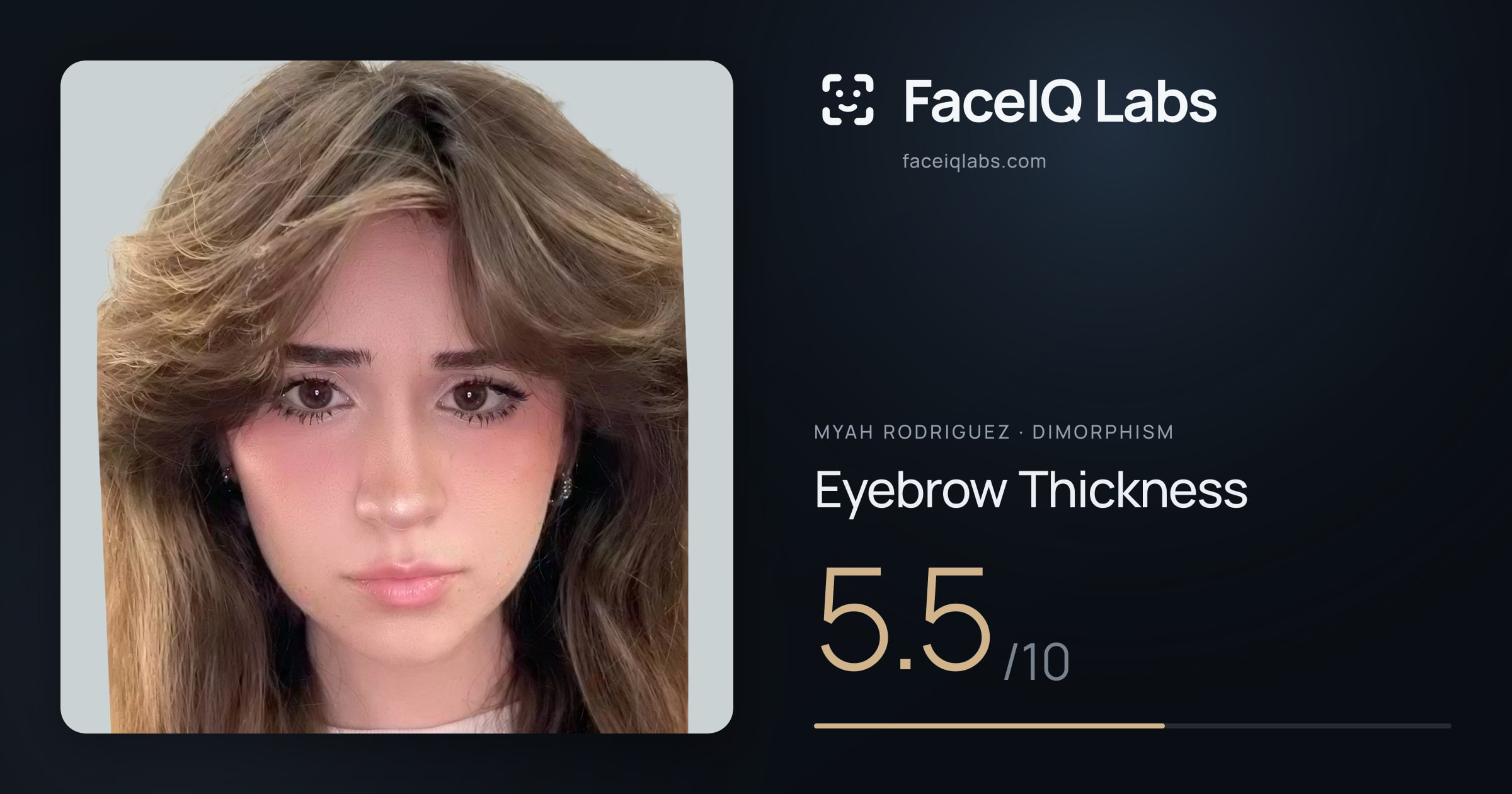 Myah Rodriguez Eyebrow Thickness: 5.5/10, drawn on the photo
