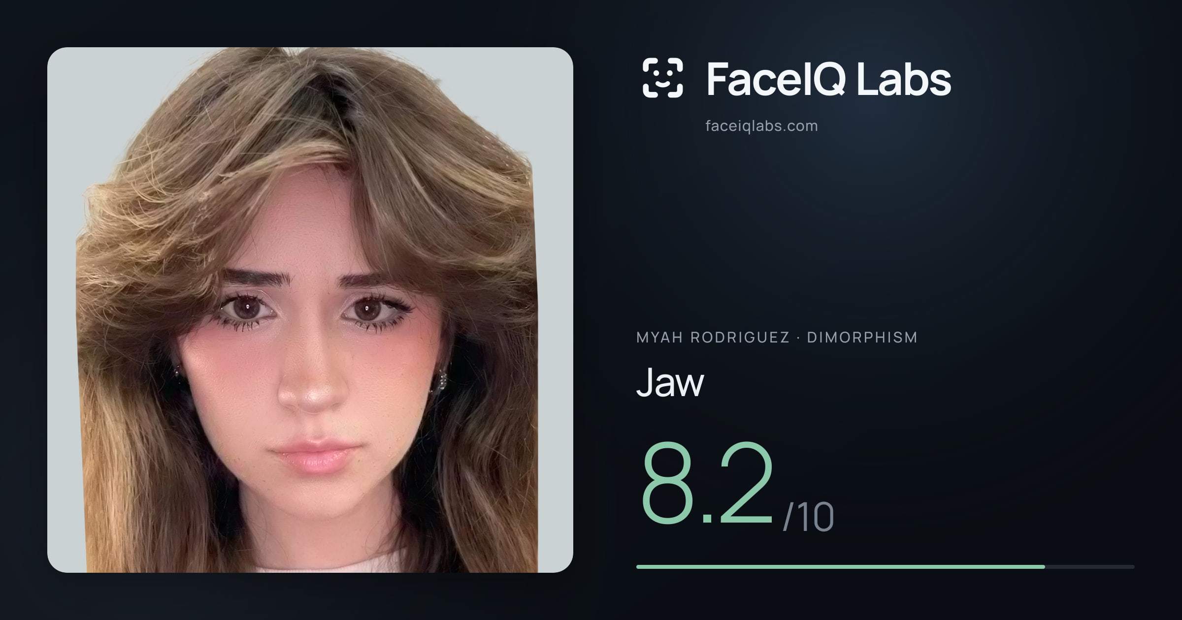 Myah Rodriguez Jaw: 8.2/10, drawn on the photo