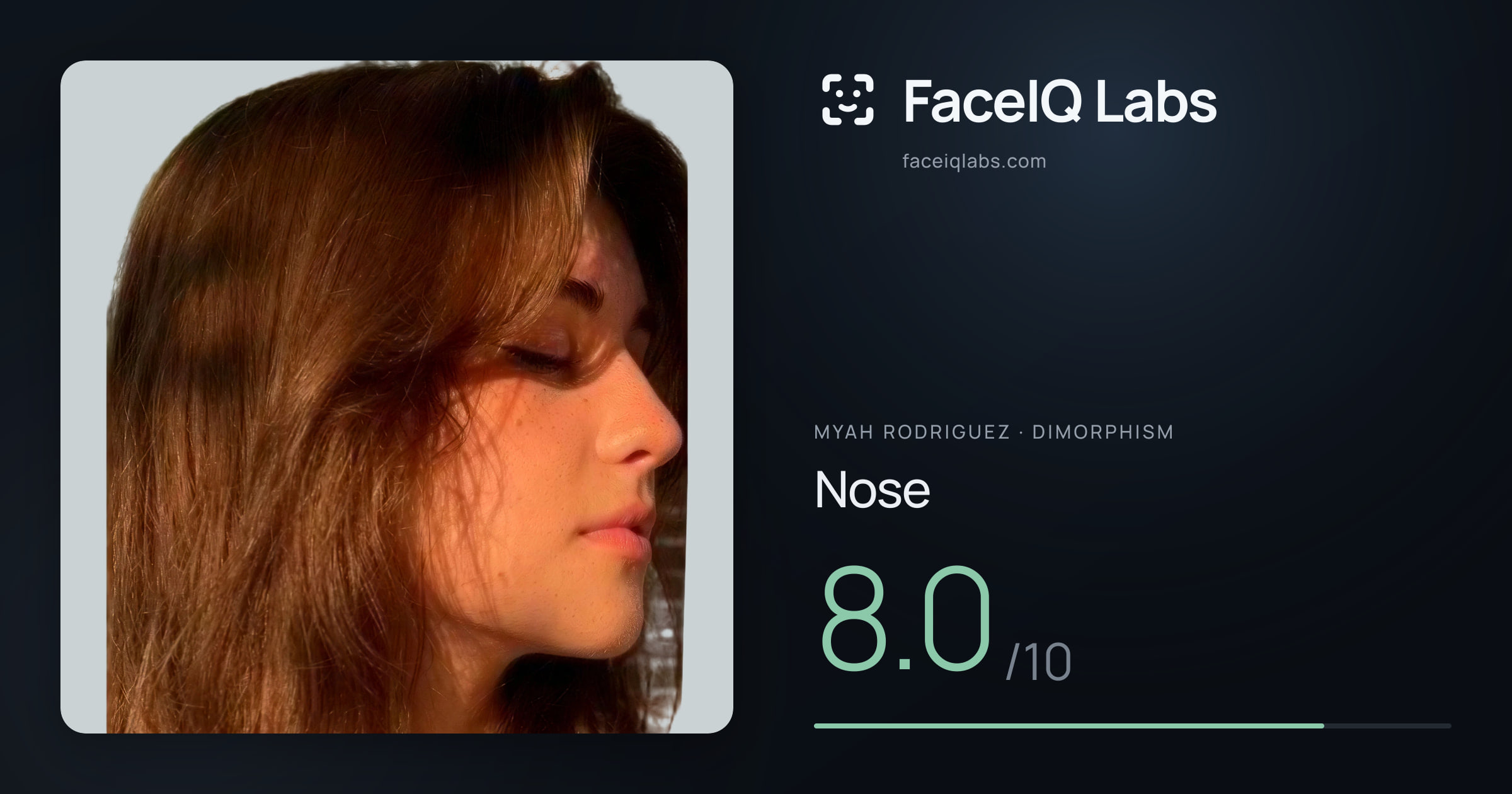 Myah Rodriguez Nose: 8.0/10, drawn on the photo