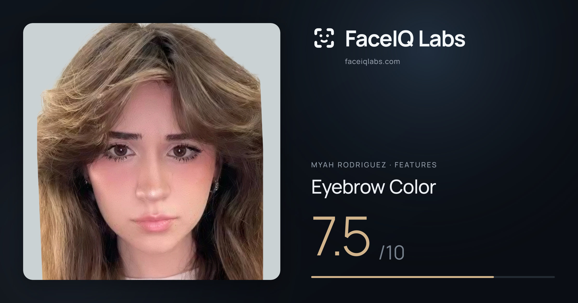 Myah Rodriguez Eyebrow Color: 7.5/10, drawn on the photo