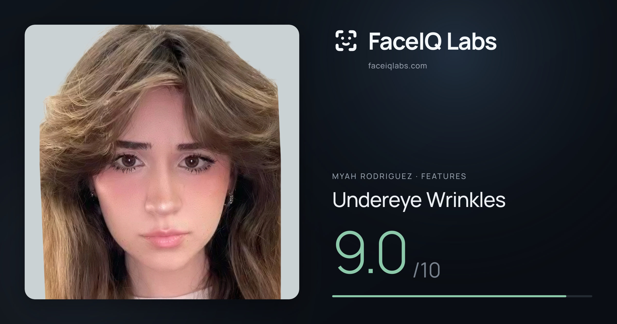 Myah Rodriguez Undereye Wrinkles: 9.0/10, drawn on the photo