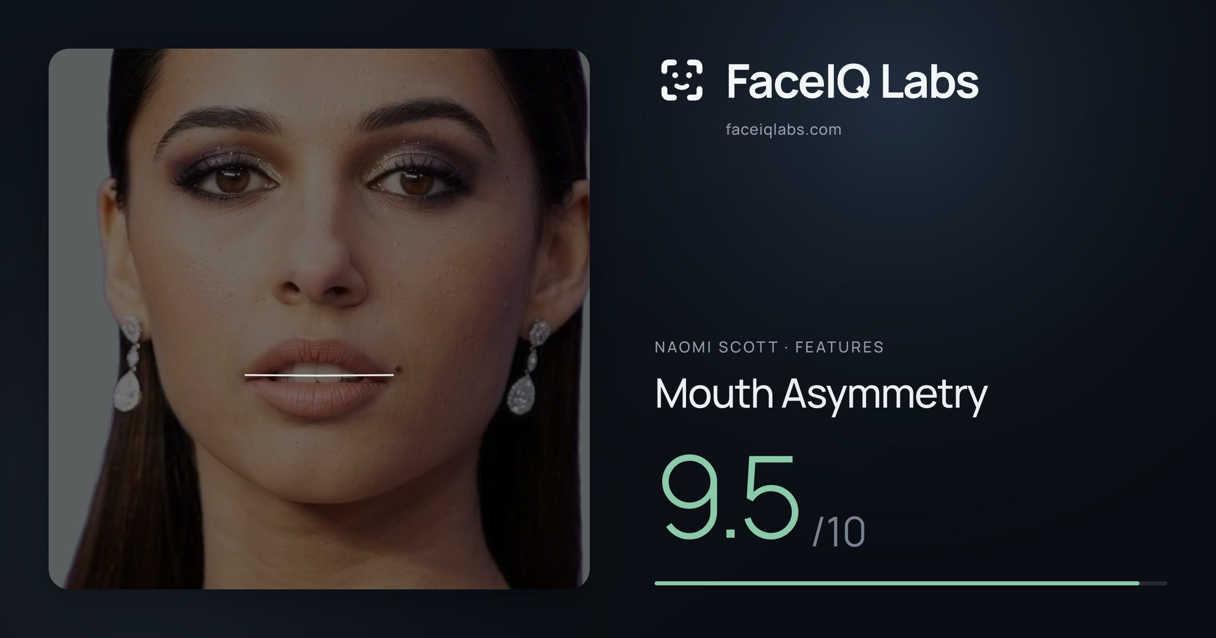 Naomi Scott Mouth Asymmetry: 9.5/10, drawn on the photo