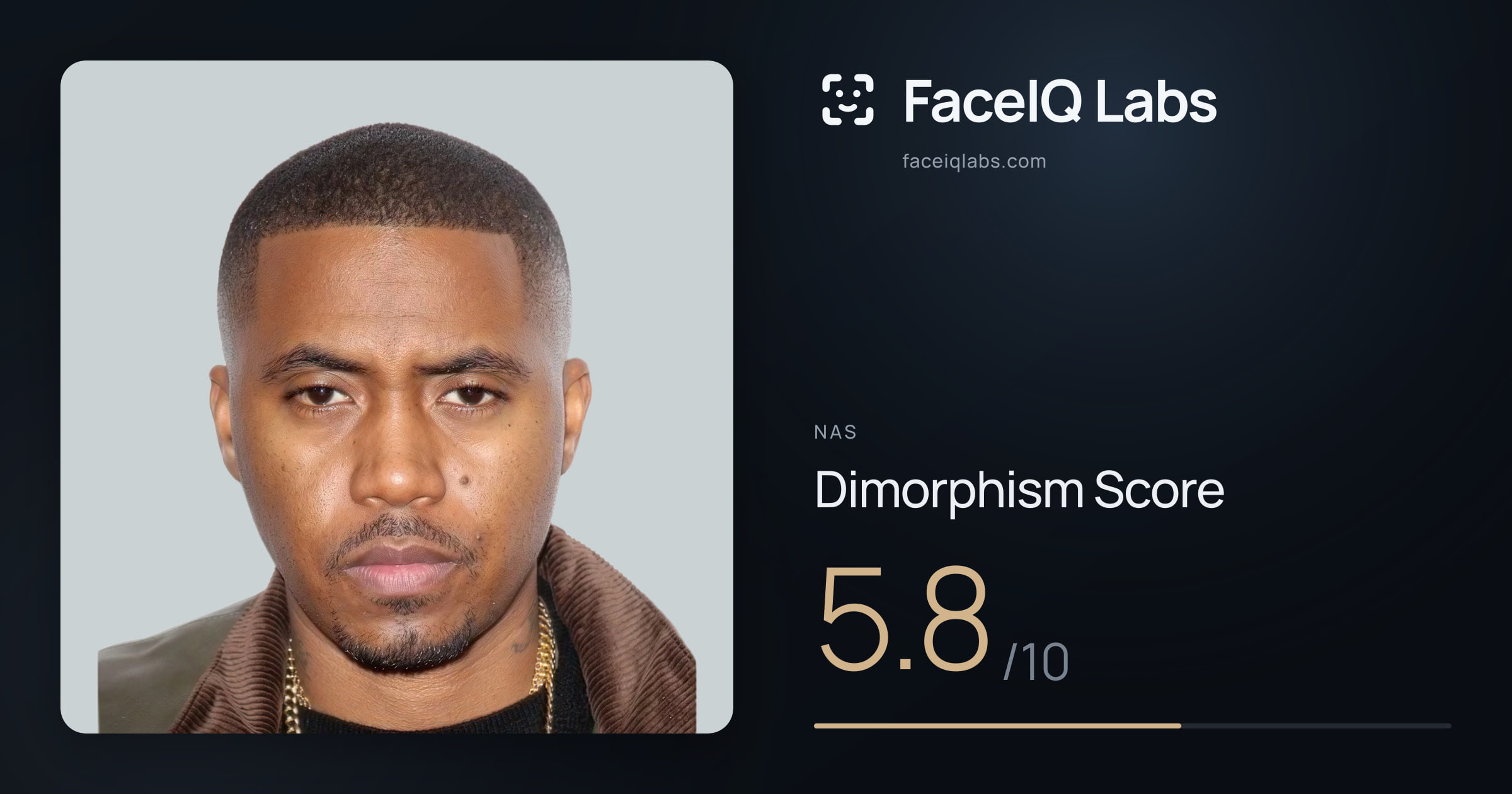 Nas Dimorphism: 5.8/10, with each assessment drawn on the photo