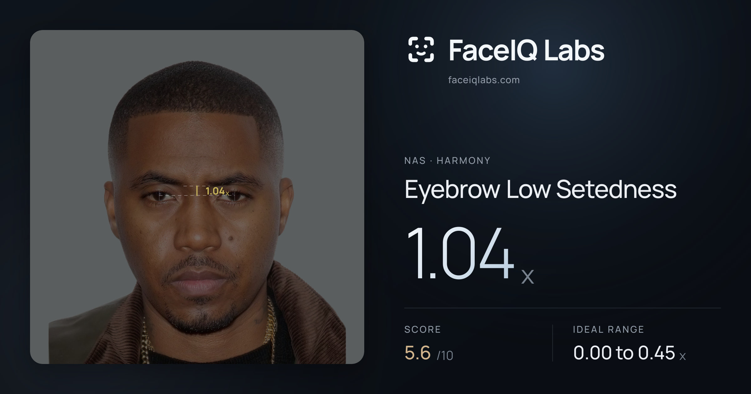 Nas Eyebrow Low Setedness: 1.04x, drawn on the photo