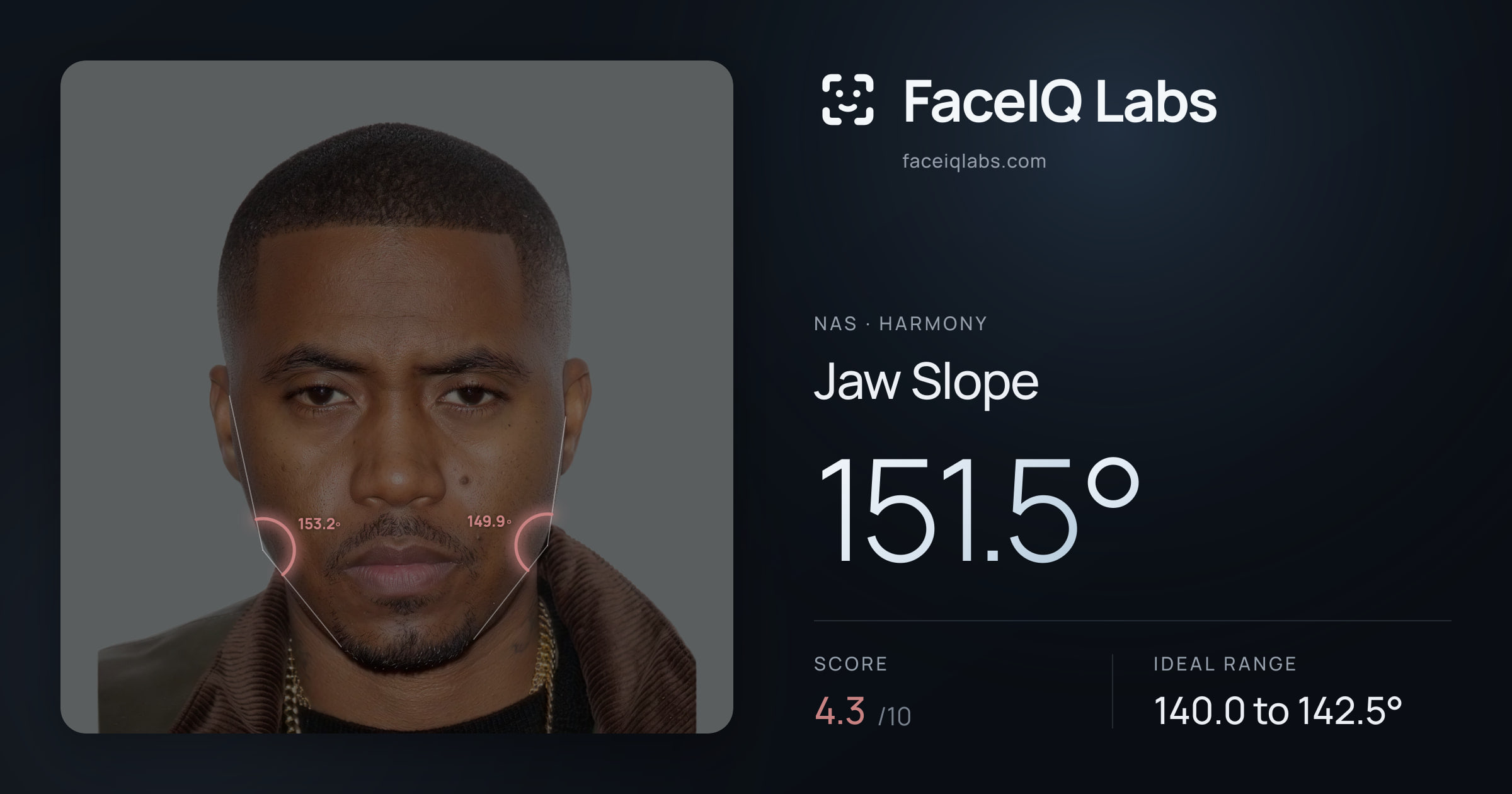 Nas Jaw Slope: 151.5°, drawn on the photo