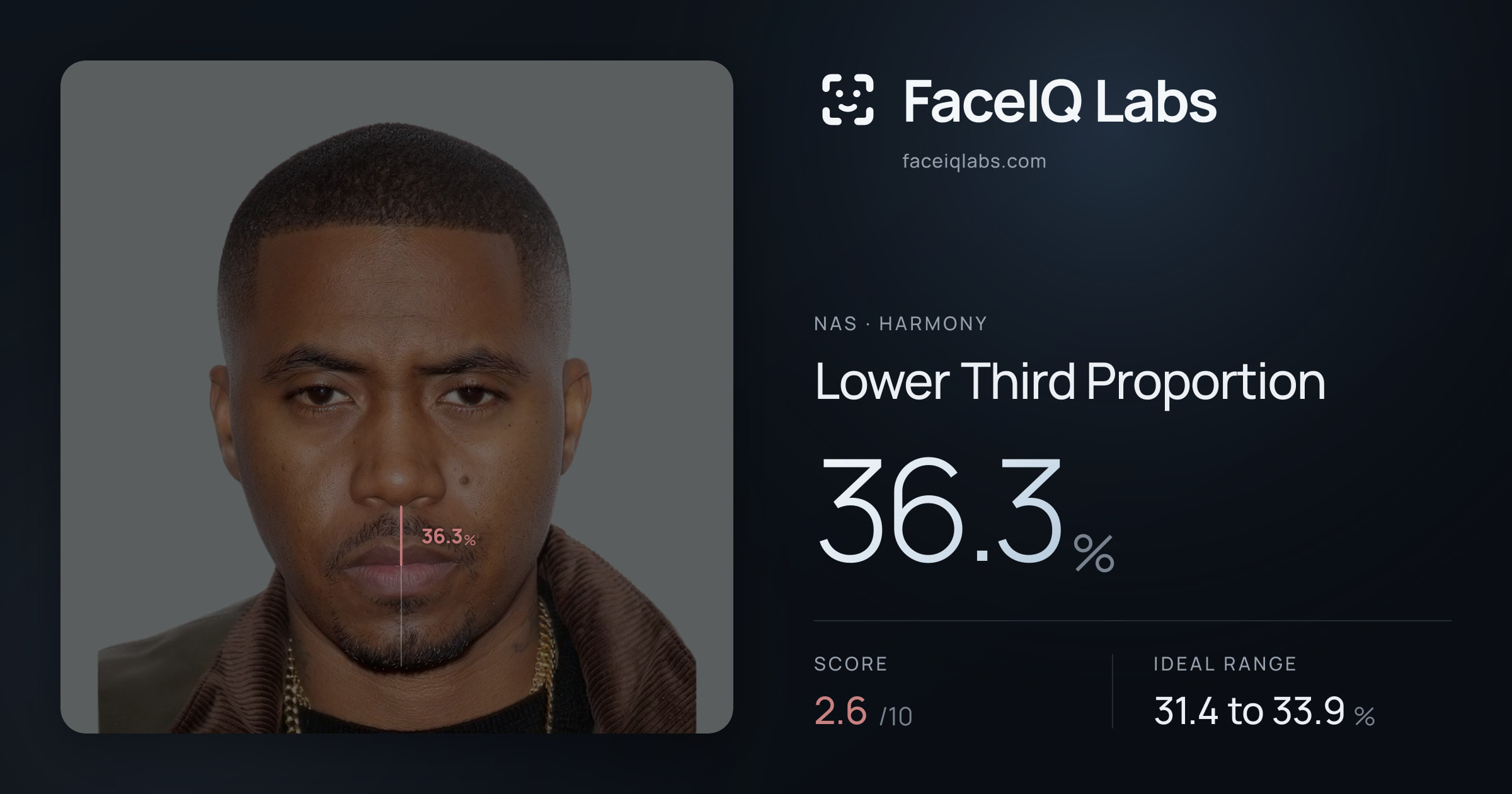 Nas Lower Third Proportion: 36.3%, drawn on the photo