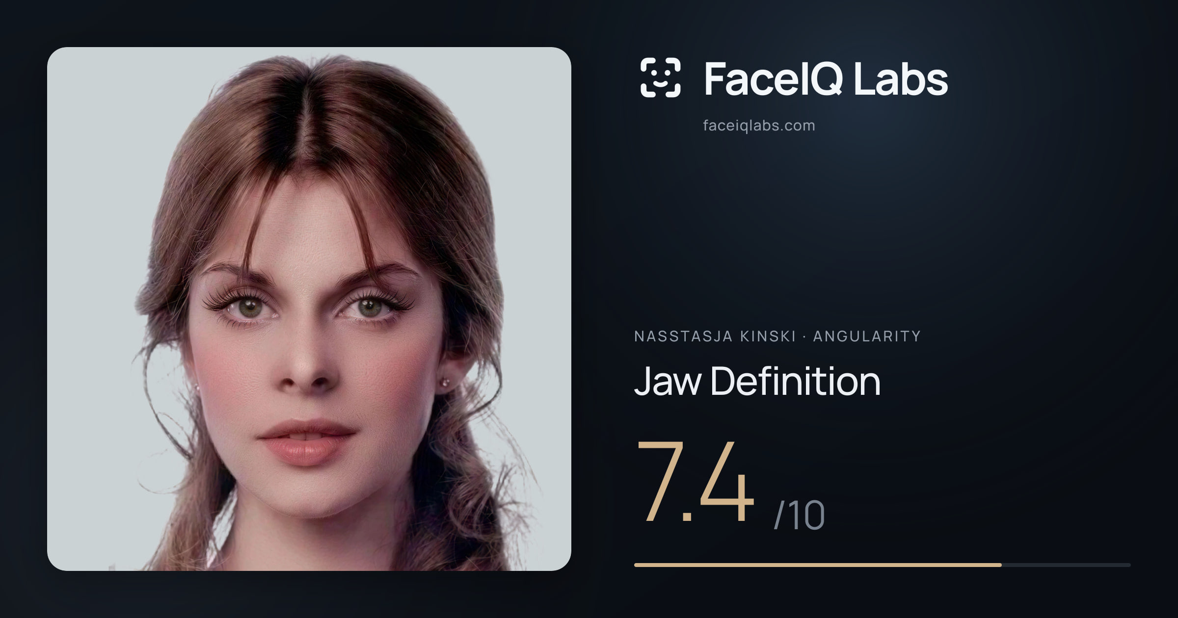 Nasstasja Kinski Jaw Definition: 7.4/10, drawn on the photo