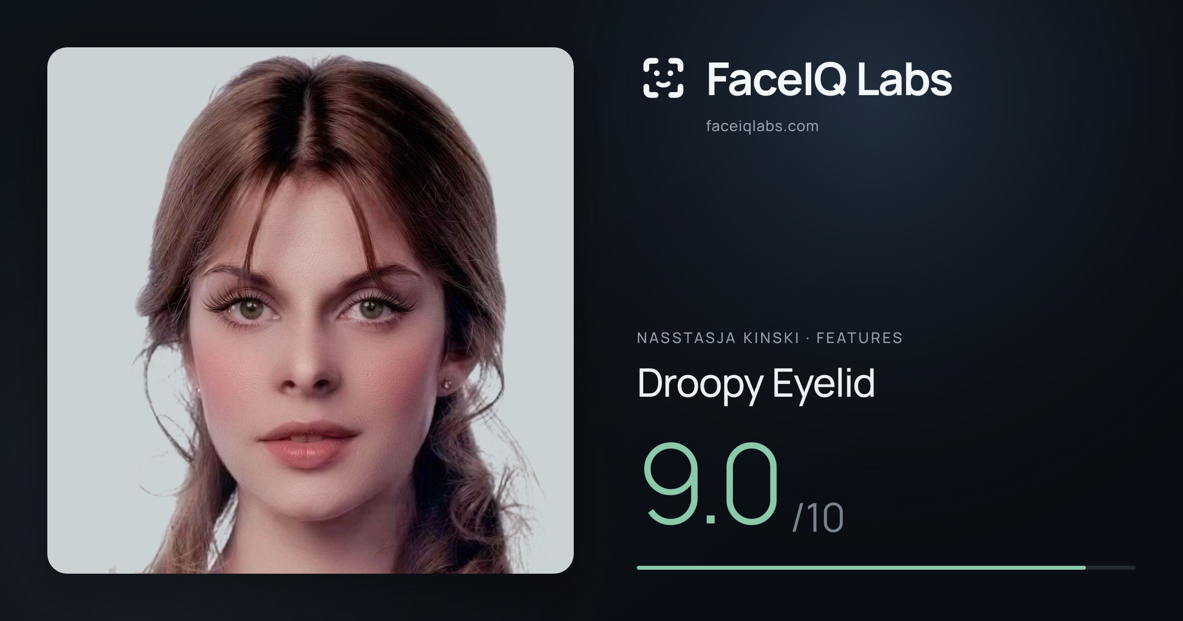 Nasstasja Kinski Droopy Eyelid: 9.0/10, drawn on the photo