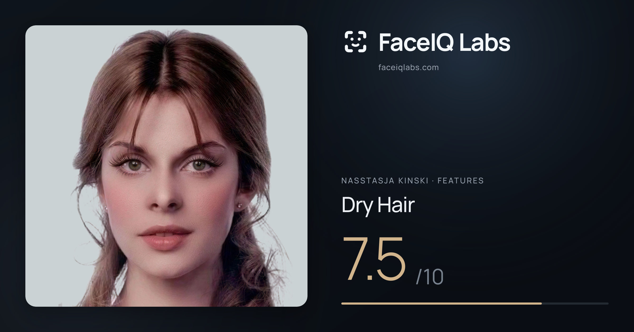 Nasstasja Kinski Dry Hair: 7.5/10, drawn on the photo