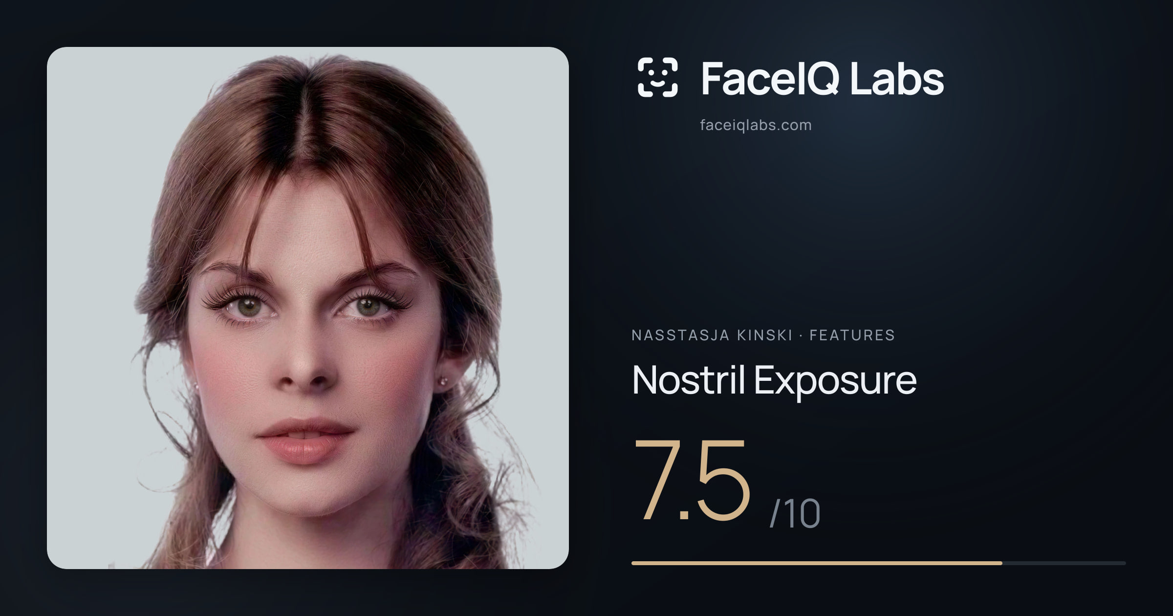 Nasstasja Kinski Nostril Exposure: 7.5/10, drawn on the photo