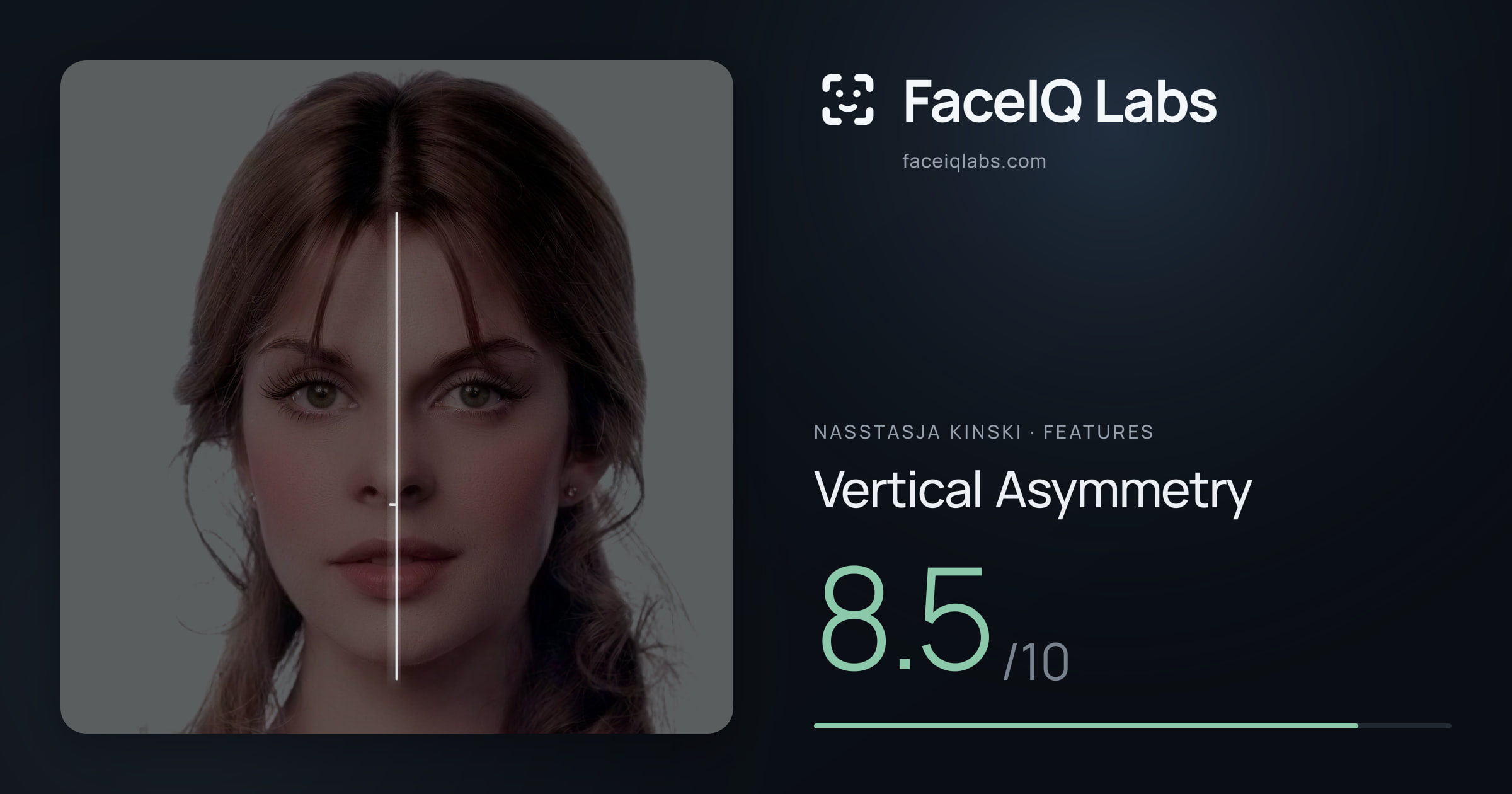Nasstasja Kinski Vertical Asymmetry: 8.5/10, drawn on the photo