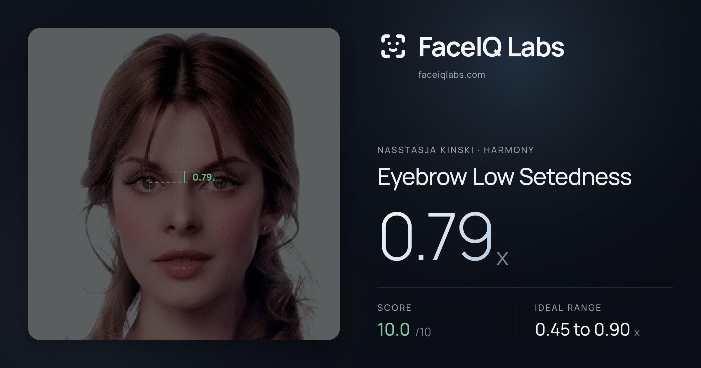 Nasstasja Kinski Eyebrow Low Setedness: 0.79x, drawn on the photo
