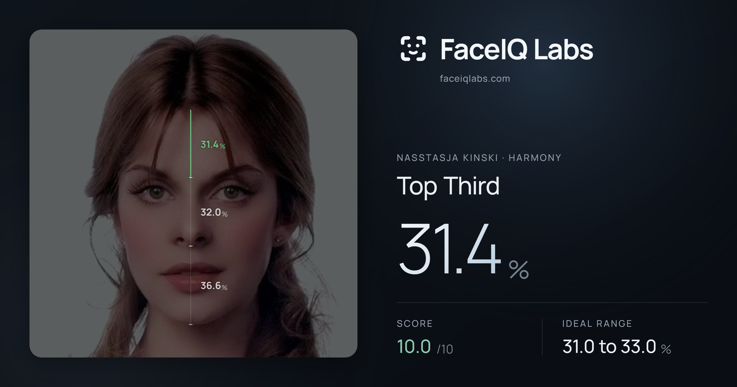 Nasstasja Kinski Top Third: 31.4%, drawn on the photo
