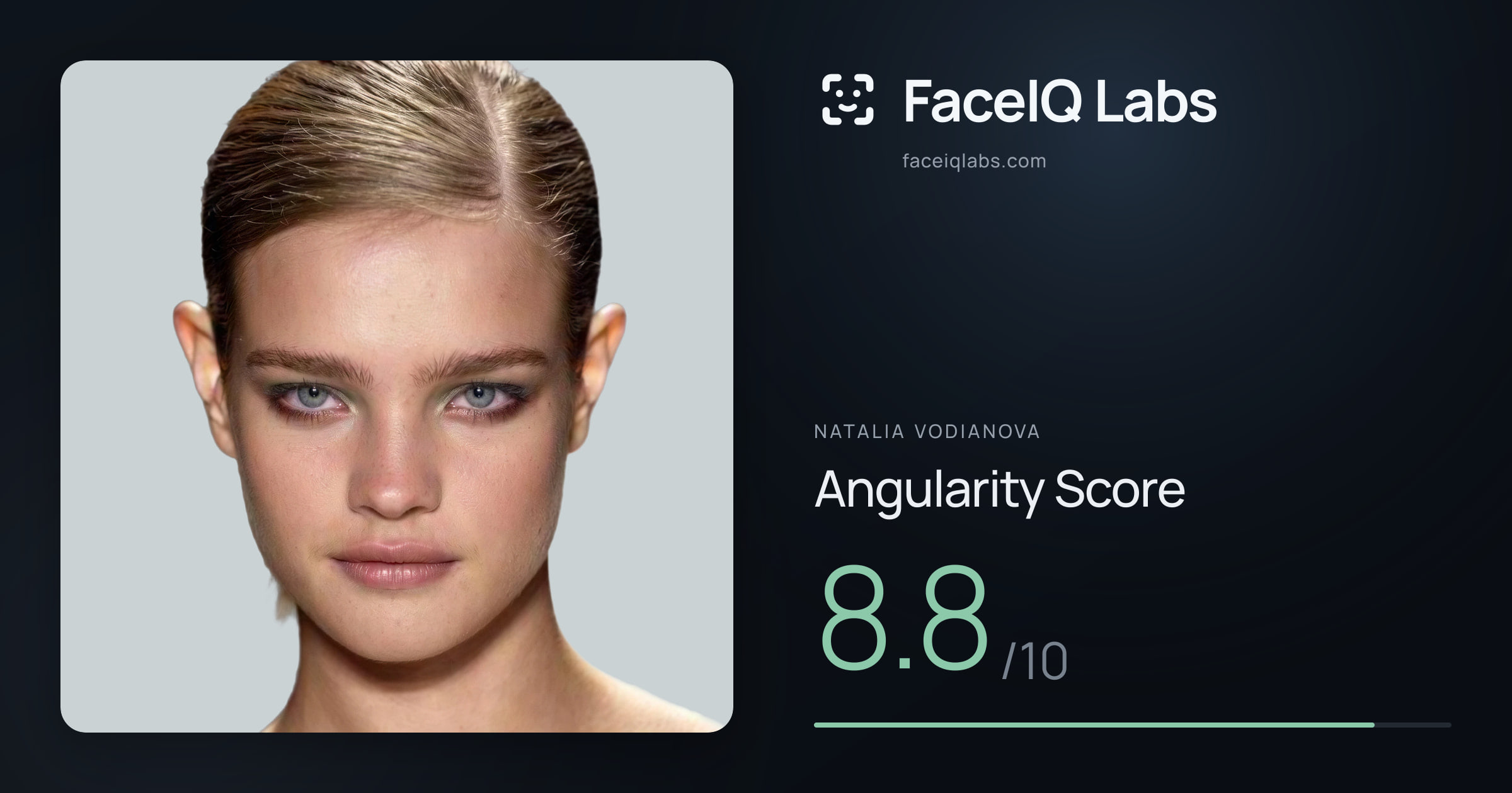 Natalia Vodianova Angularity: 8.8/10, with each assessment drawn on the photo
