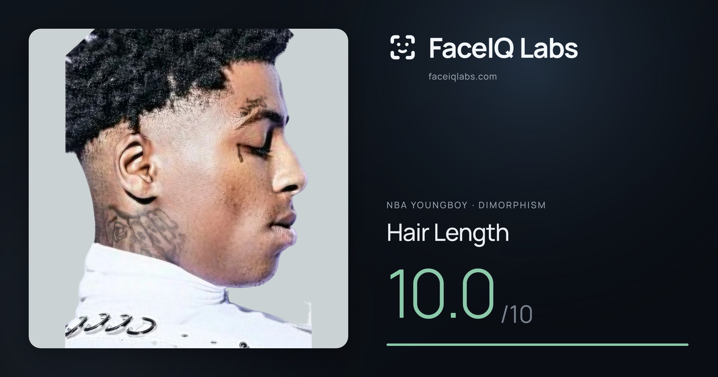 NBA YoungBoy Hair Length: 10.0/10, drawn on the photo