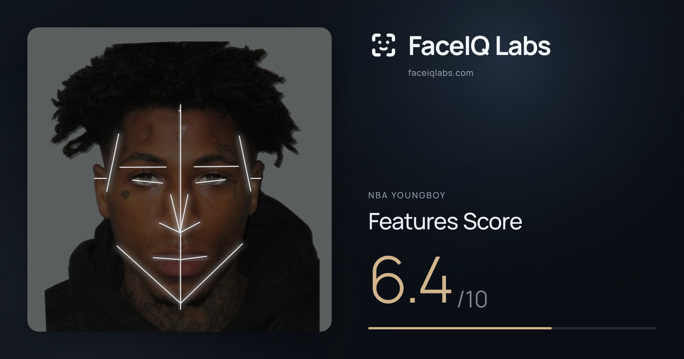 NBA YoungBoy Features: 6.4/10, with each assessment drawn on the photo