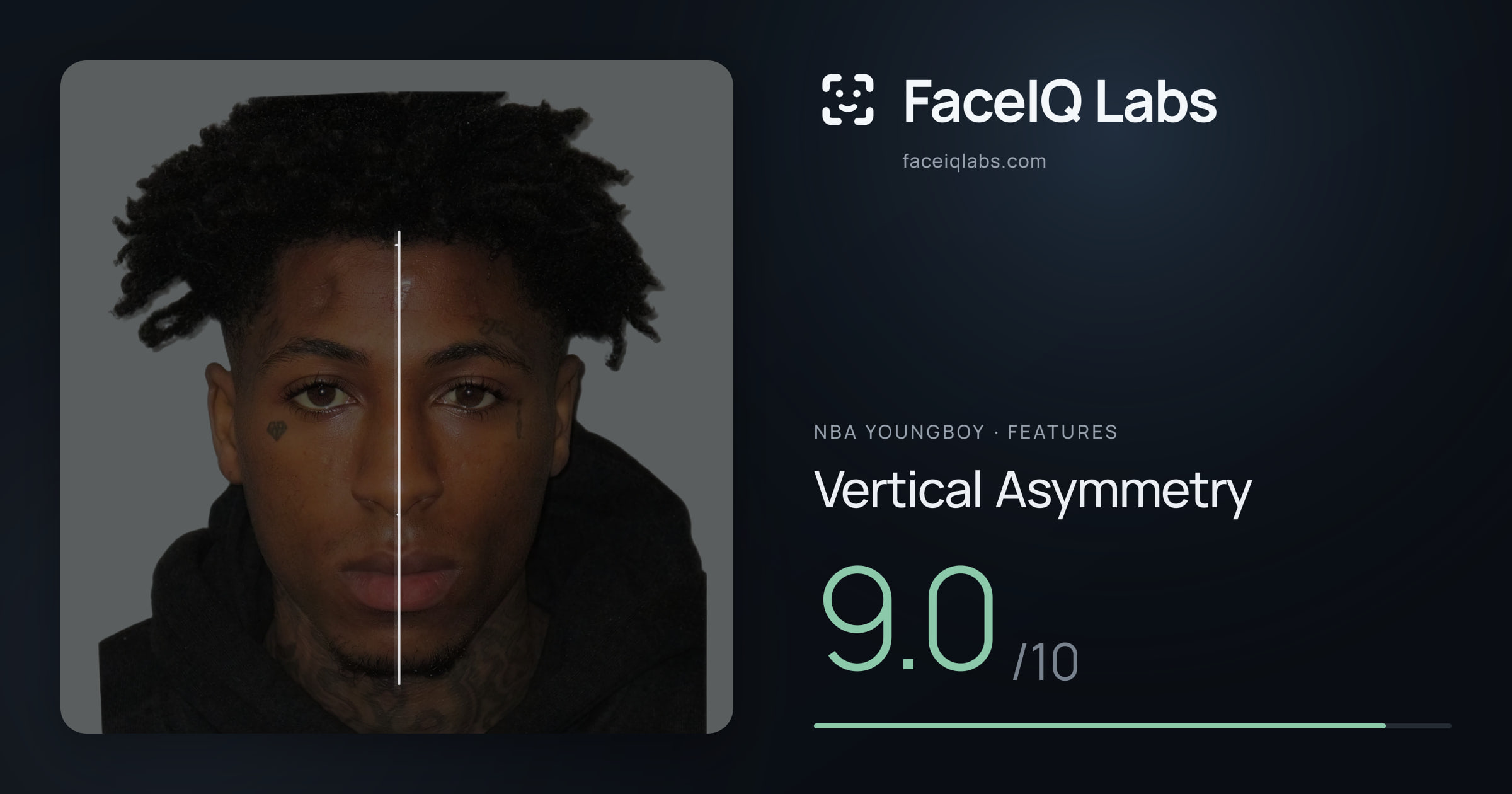 NBA YoungBoy Vertical Asymmetry: 9.0/10, drawn on the photo