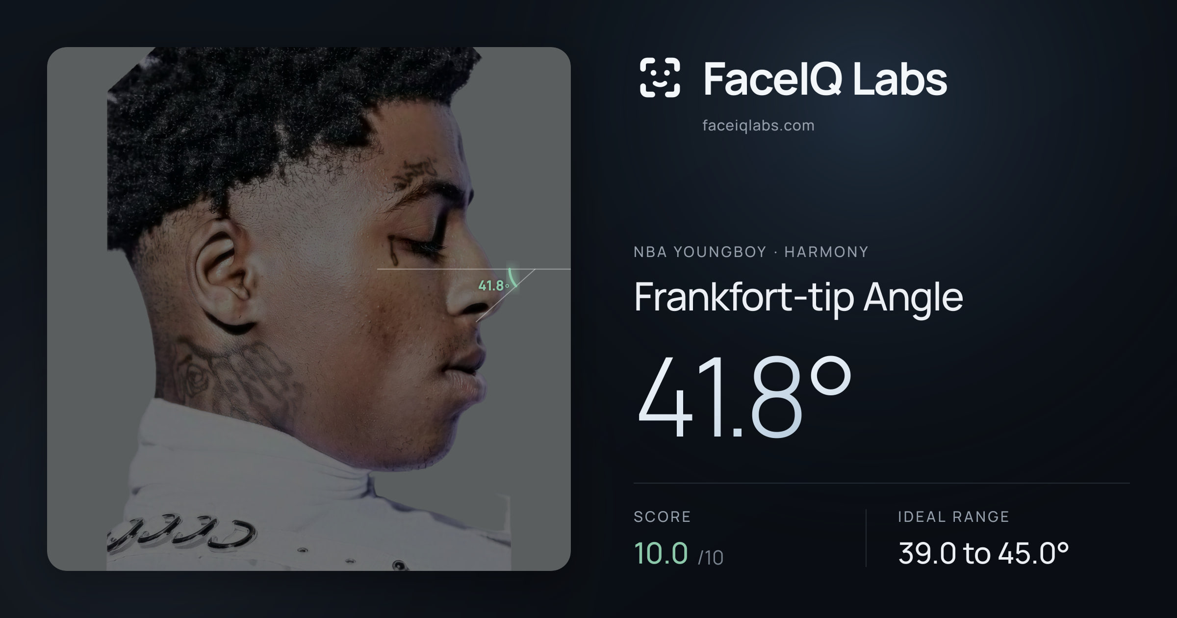 NBA YoungBoy Frankfort-tip Angle: 41.8°, drawn on the photo