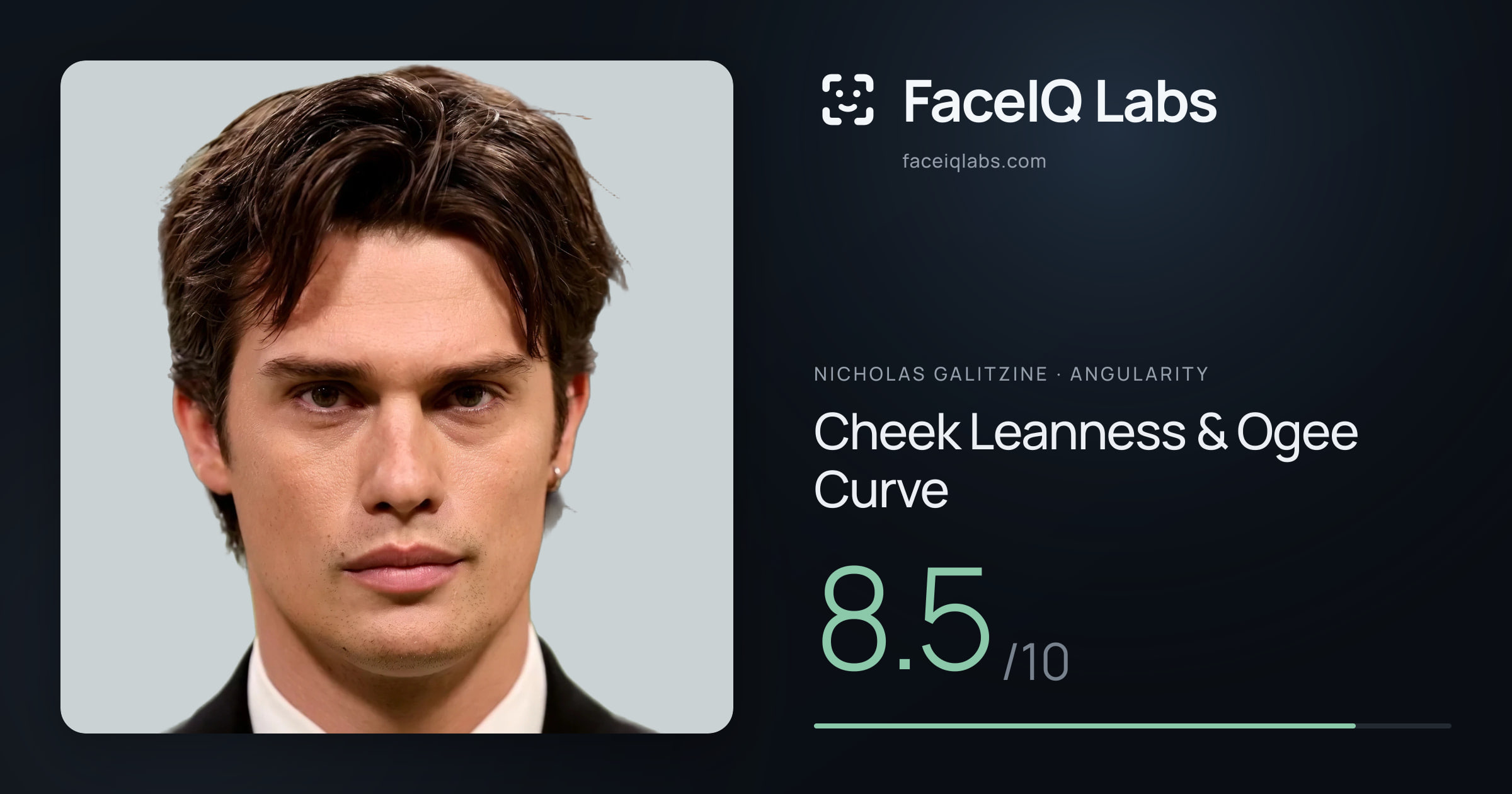 Nicholas Galitzine Cheek Leanness & Ogee Curve: 8.5/10, drawn on the photo