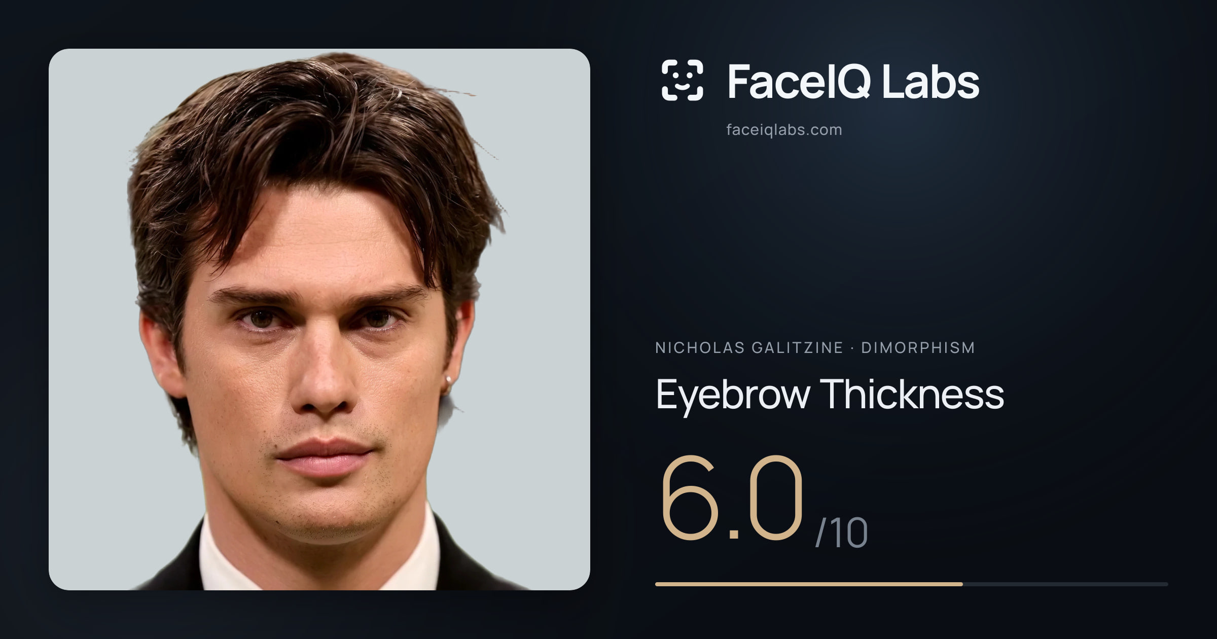 Nicholas Galitzine Eyebrow Thickness: 6.0/10, drawn on the photo