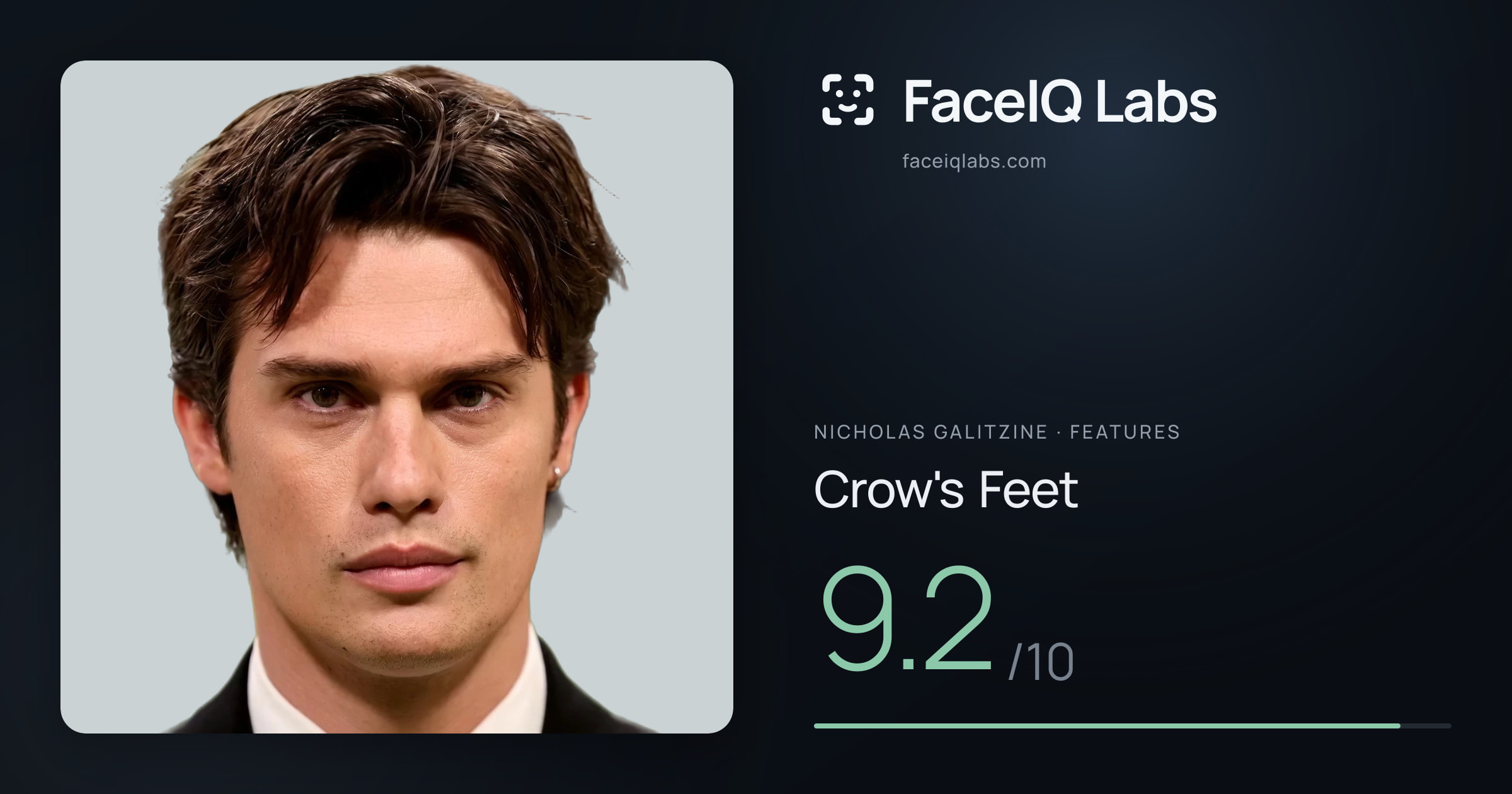 Nicholas Galitzine Crow's Feet: 9.2/10, drawn on the photo