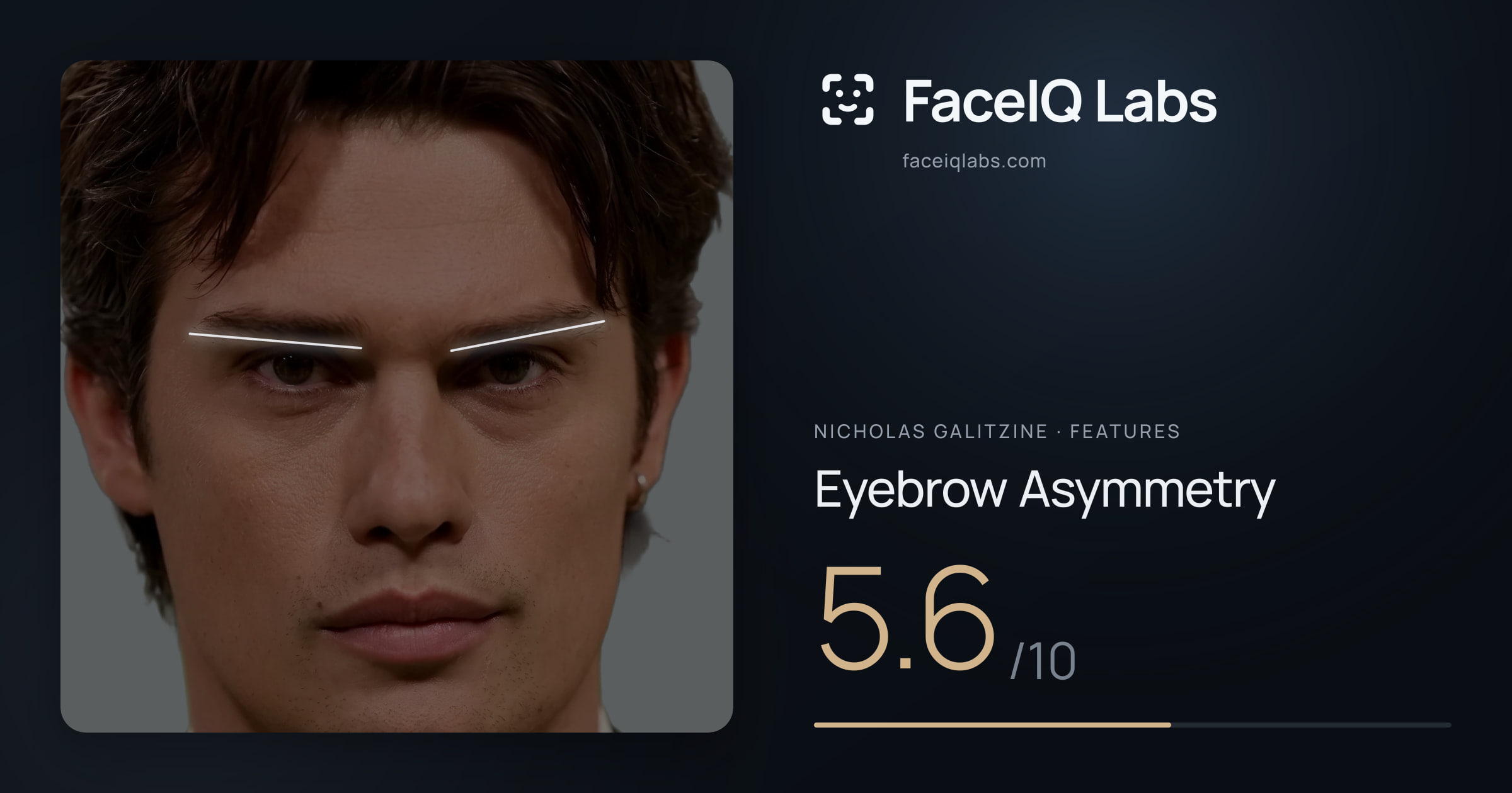 Nicholas Galitzine Eyebrow Asymmetry: 5.6/10, drawn on the photo