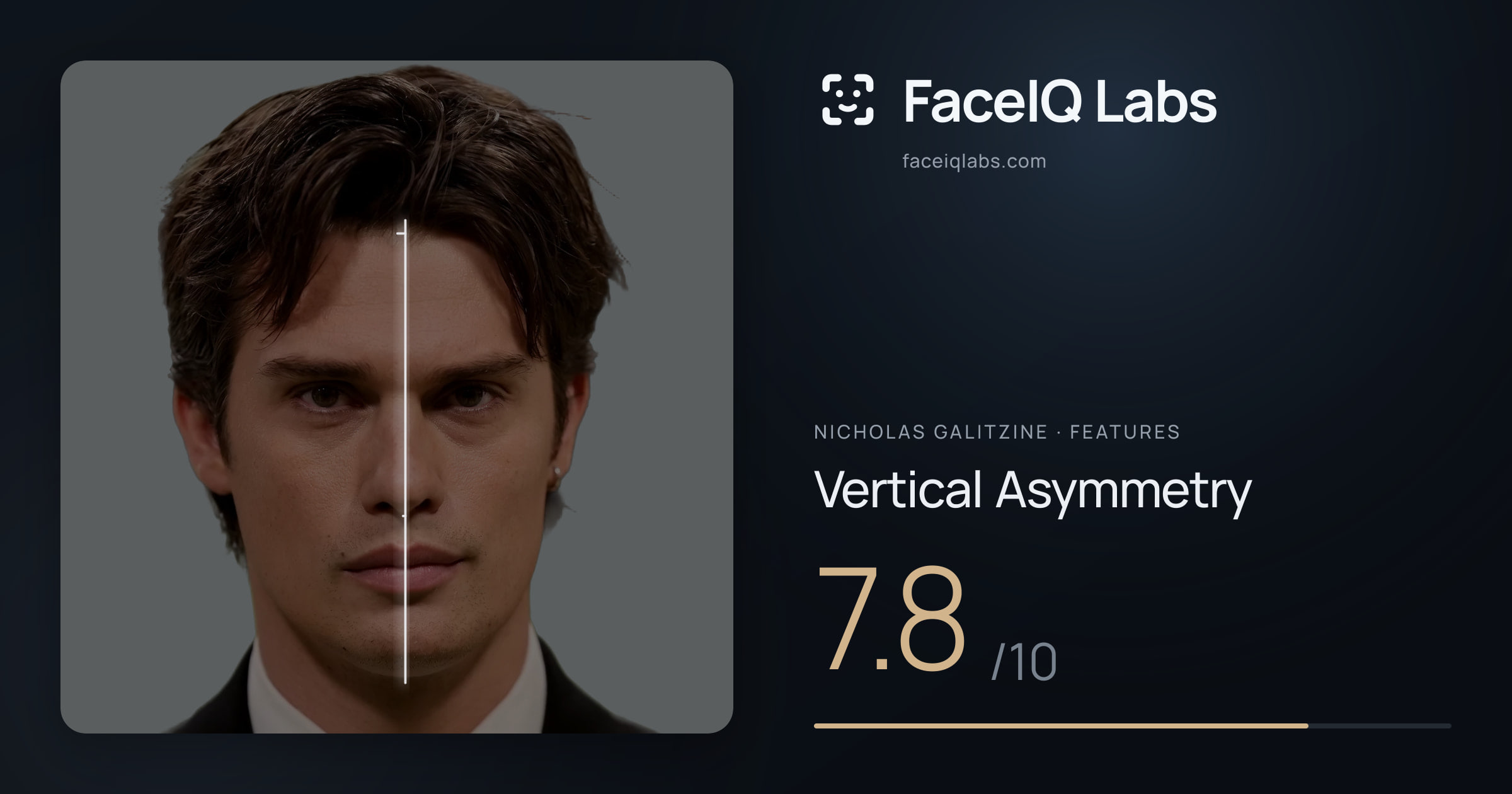 Nicholas Galitzine Vertical Asymmetry: 7.8/10, drawn on the photo