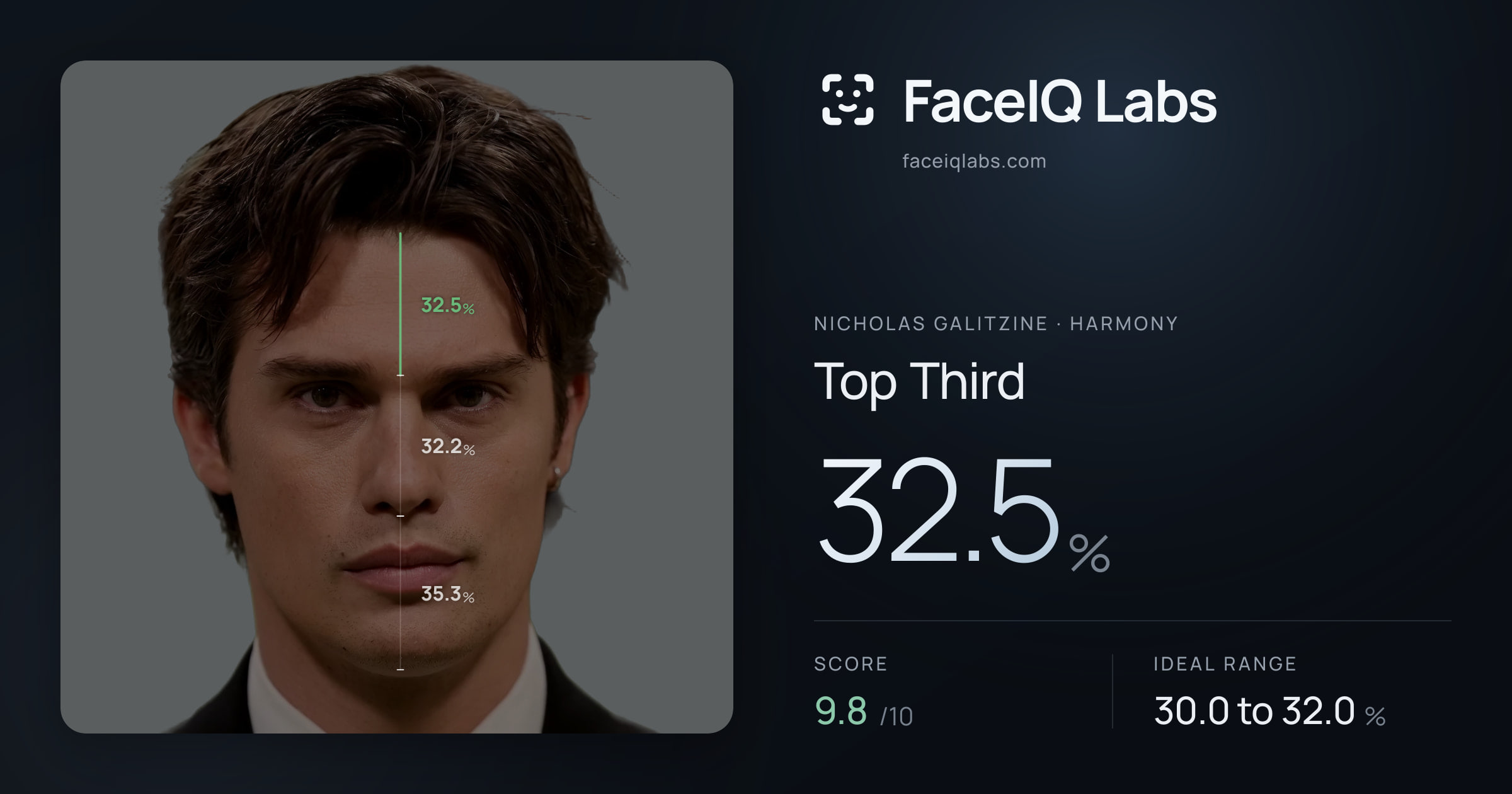 Nicholas Galitzine Top Third: 32.5%, drawn on the photo
