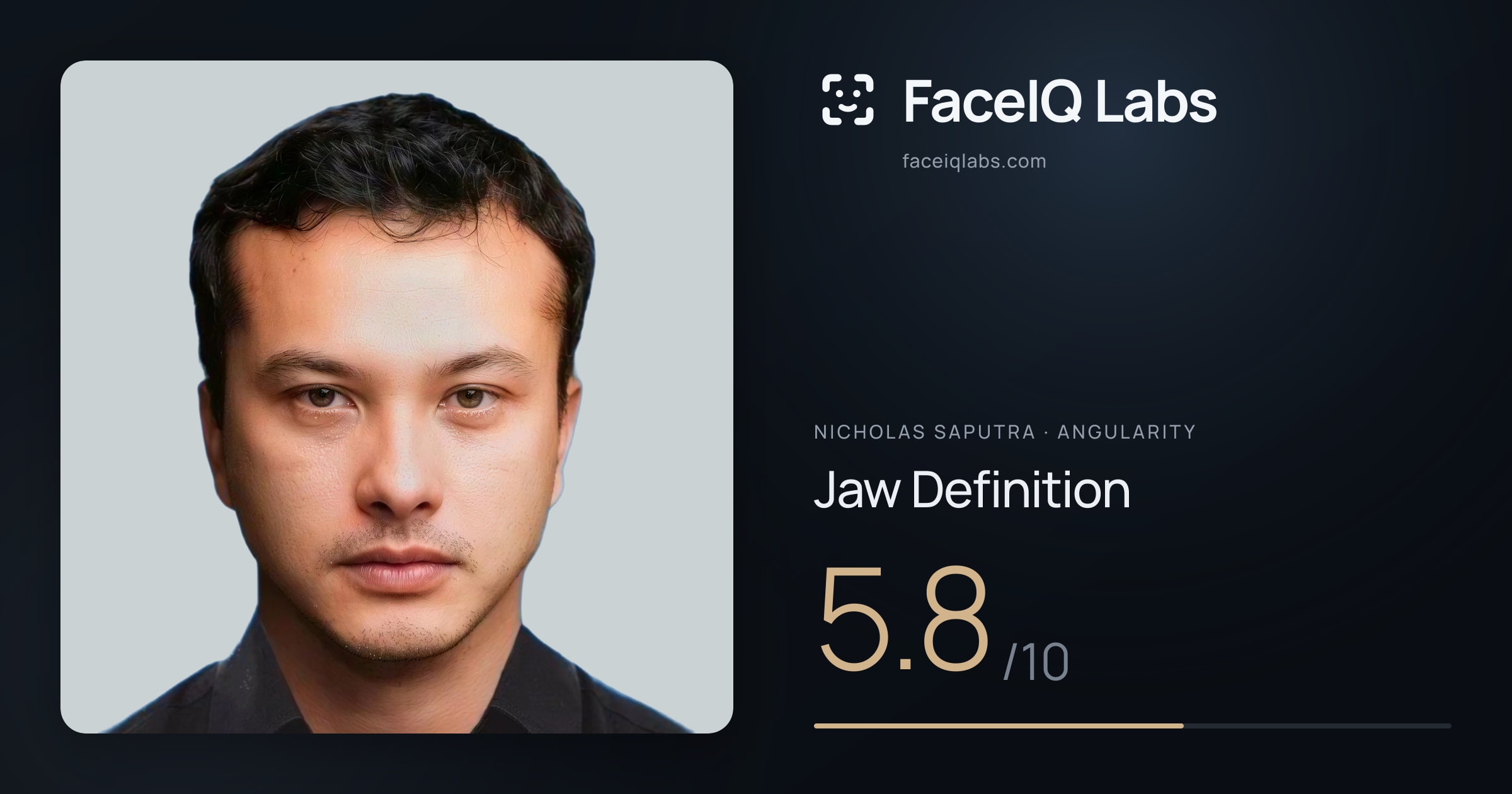 Nicholas Saputra Jaw Definition: 5.8/10, drawn on the photo