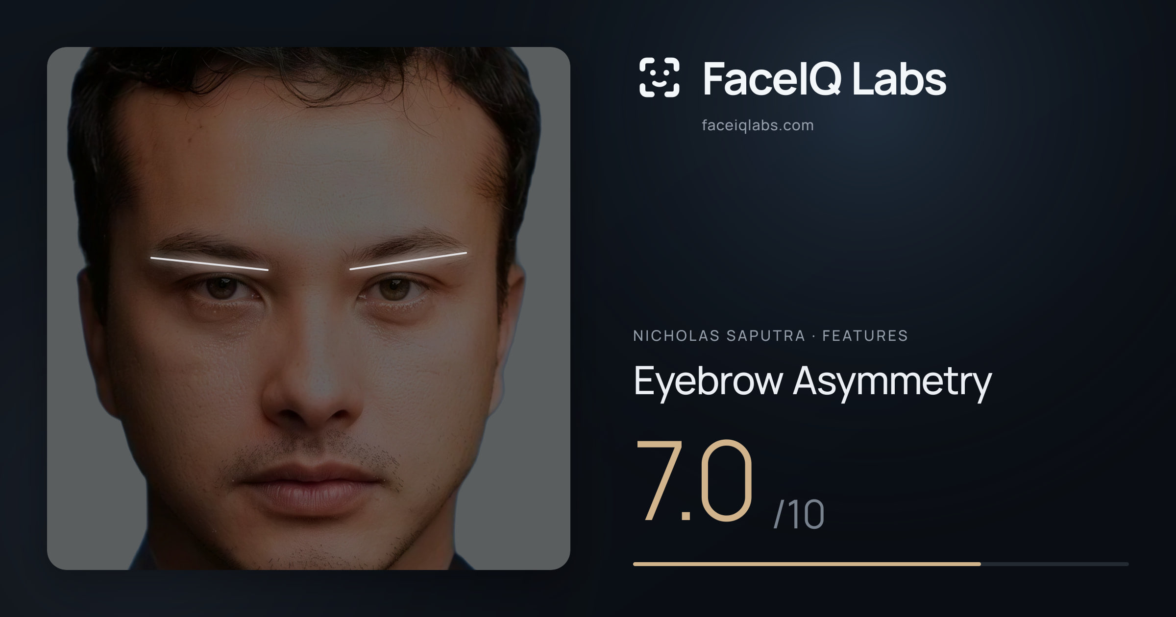 Nicholas Saputra Eyebrow Asymmetry: 7.0/10, drawn on the photo