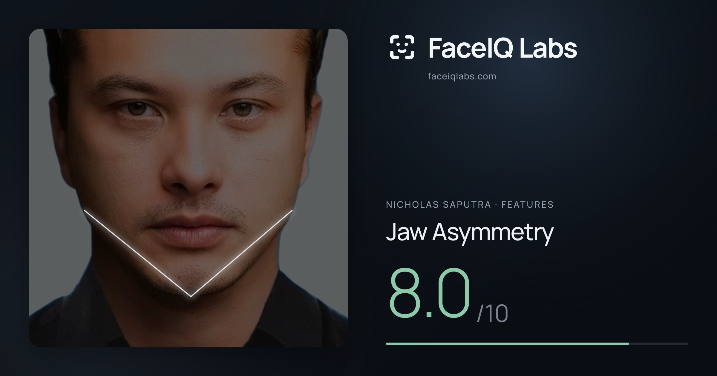Nicholas Saputra Jaw Asymmetry: 8.0/10, drawn on the photo