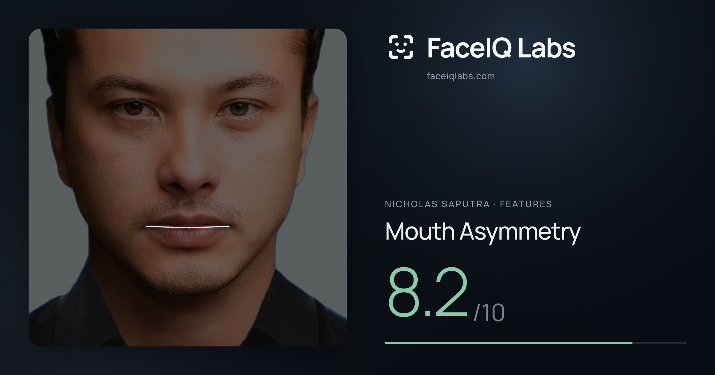 Nicholas Saputra Mouth Asymmetry: 8.2/10, drawn on the photo