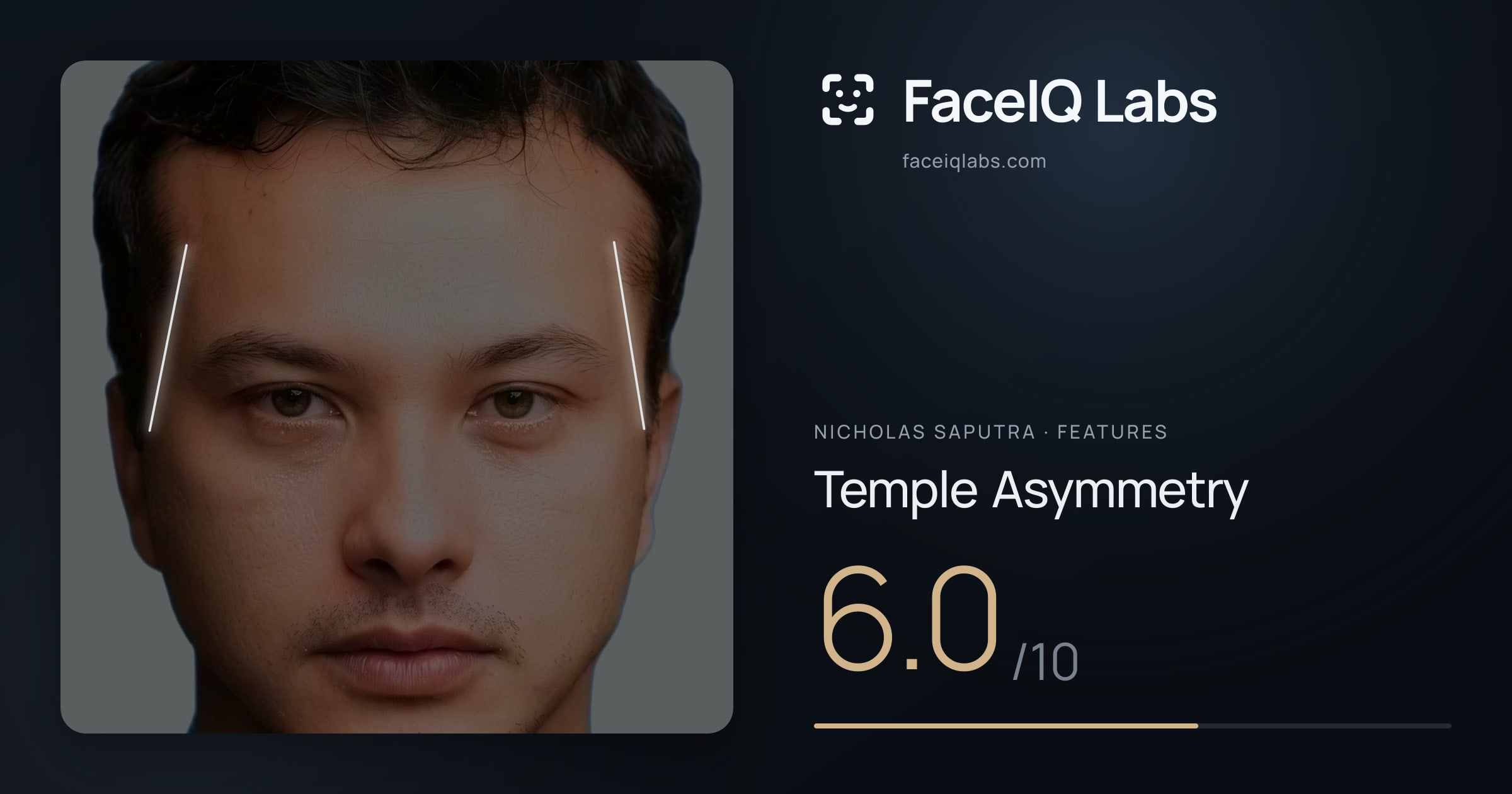 Nicholas Saputra Temple Asymmetry: 6.0/10, drawn on the photo