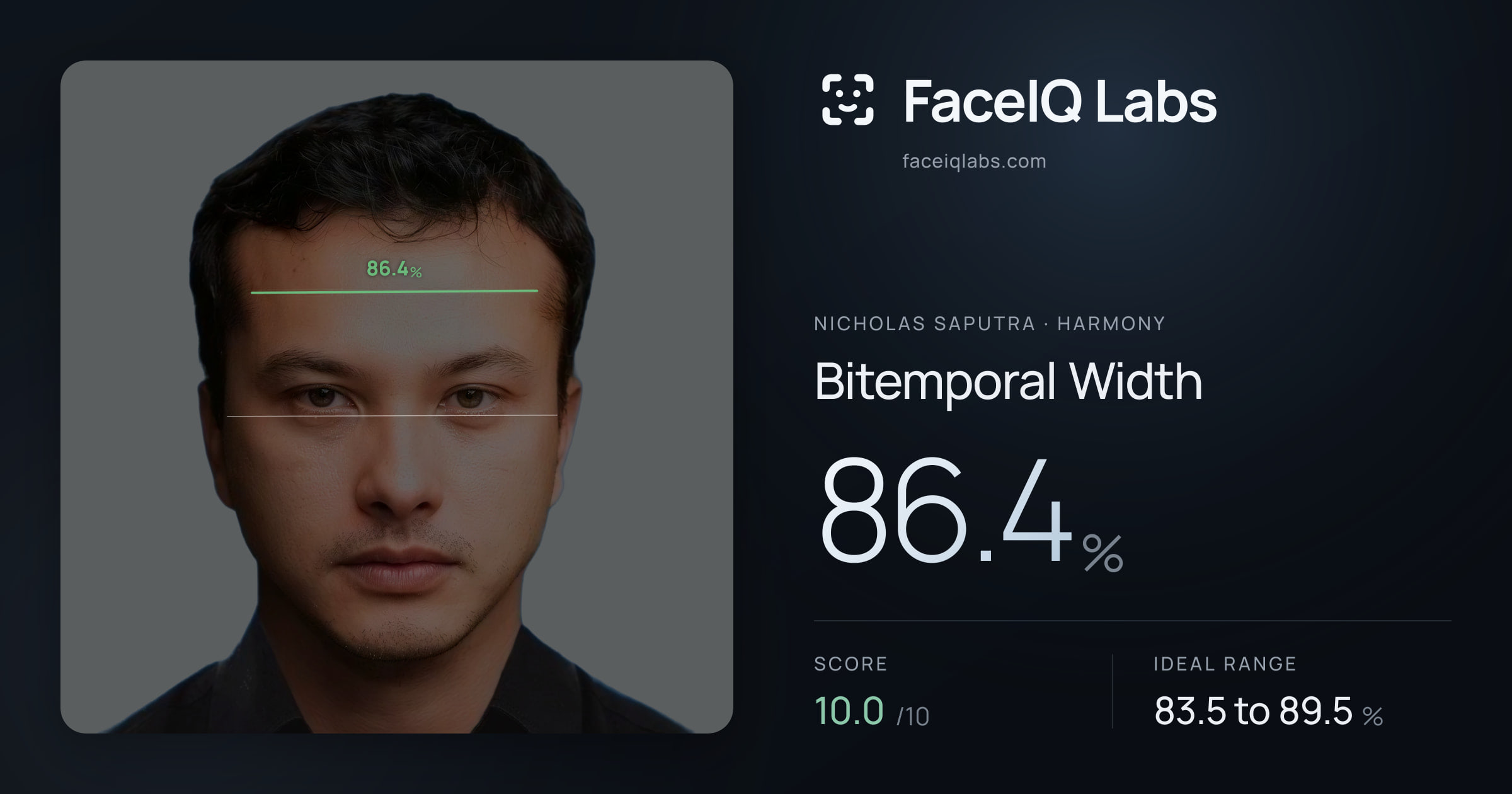 Nicholas Saputra Bitemporal Width: 86.4%, drawn on the photo