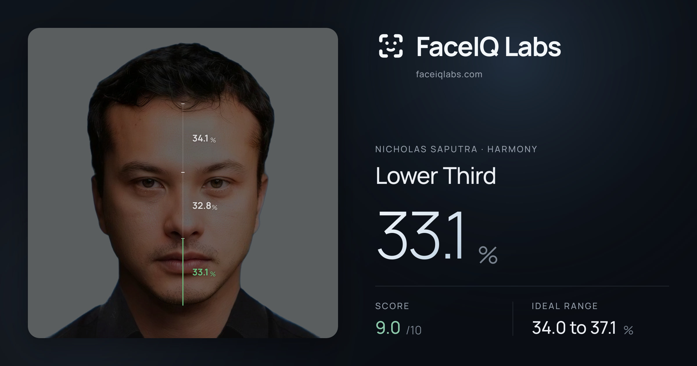 Nicholas Saputra Lower Third: 33.1%, drawn on the photo
