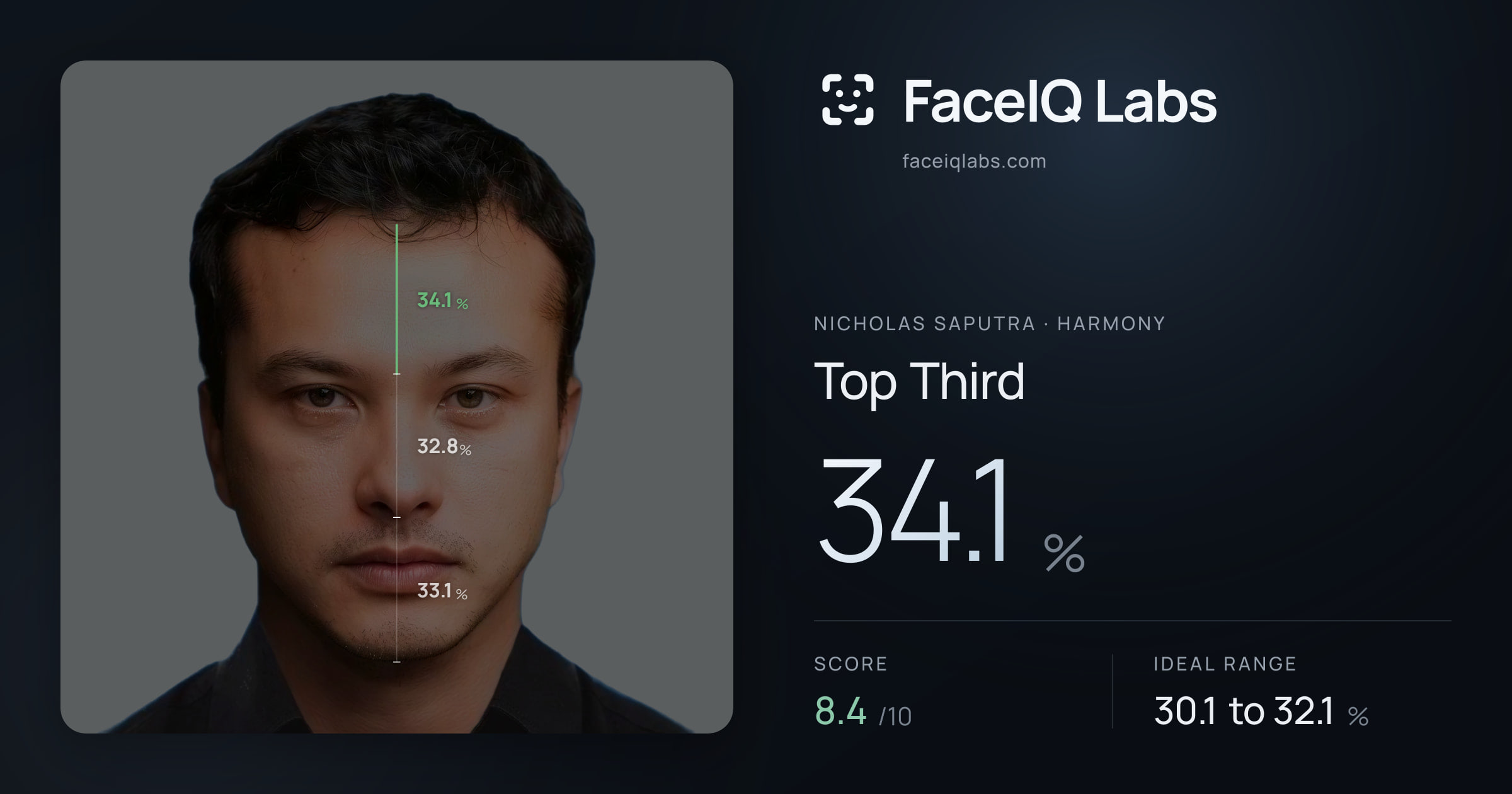 Nicholas Saputra Top Third: 34.1%, drawn on the photo