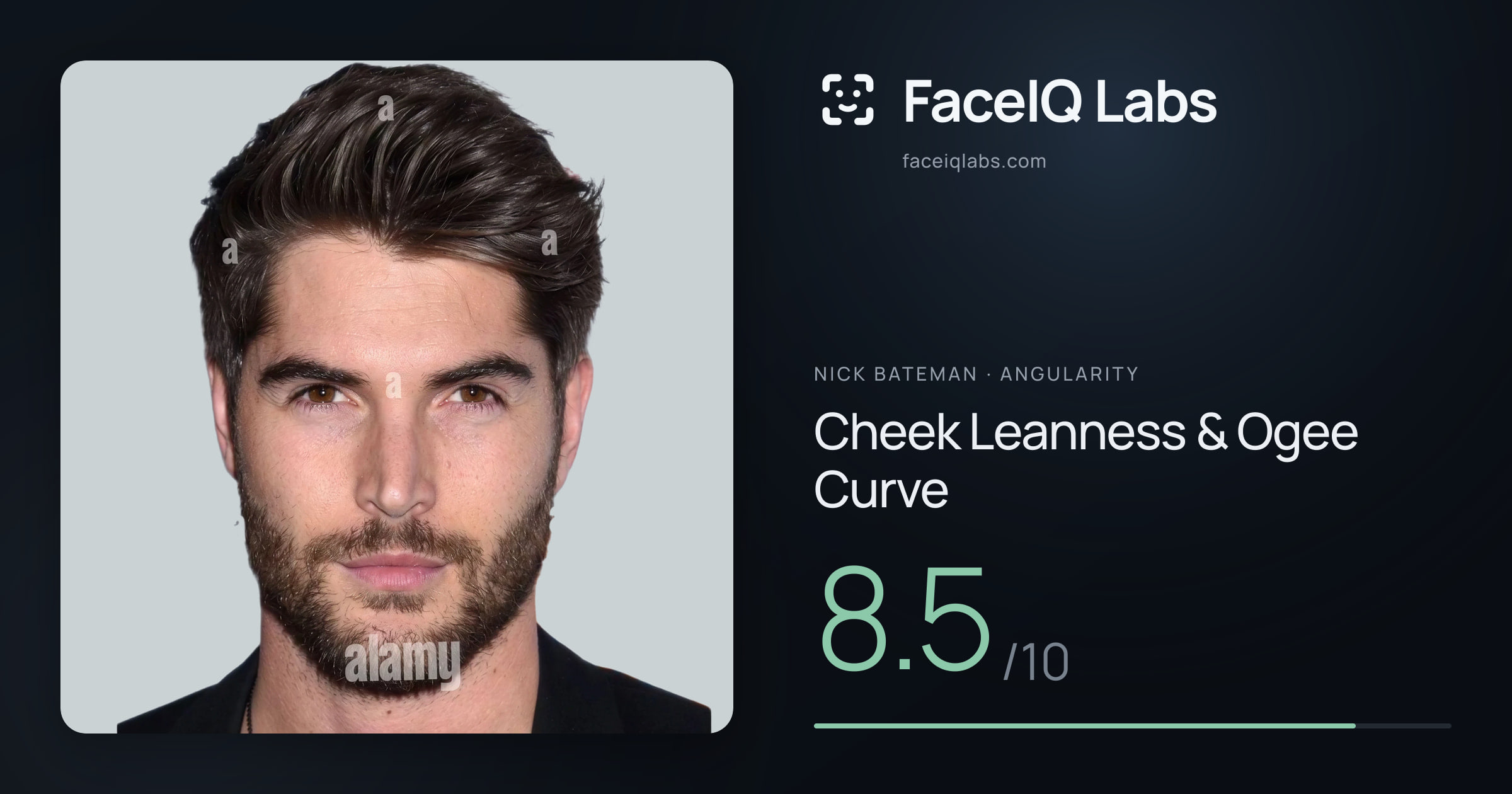 Nick Bateman Cheek Leanness & Ogee Curve: 8.5/10, drawn on the photo