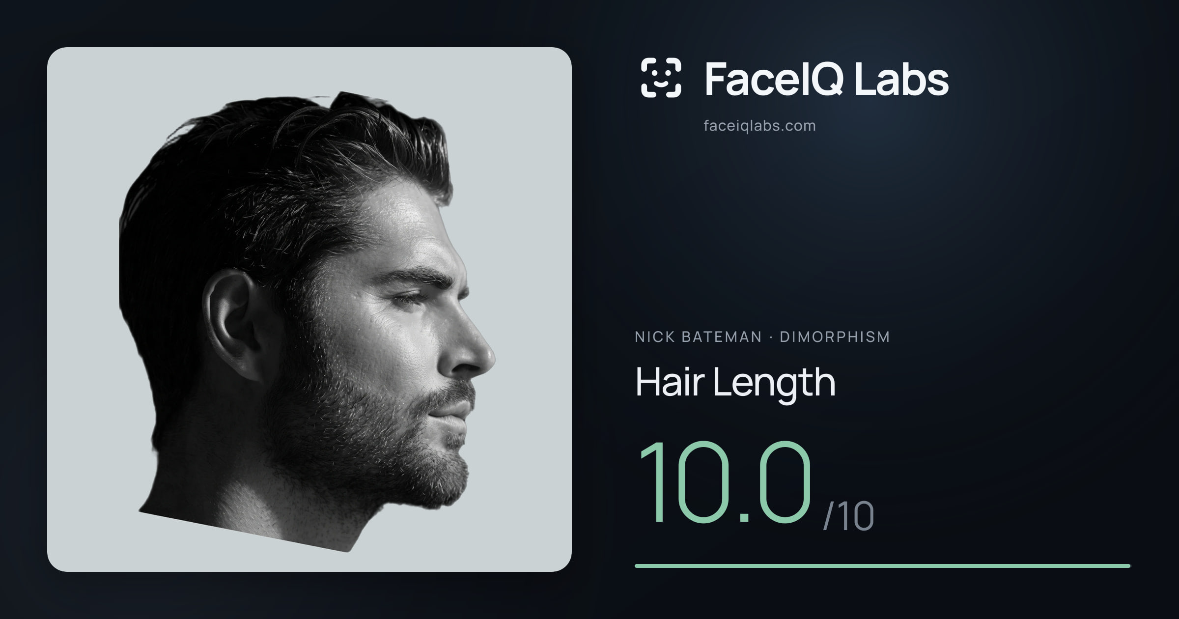 Nick Bateman Hair Length: 10.0/10, drawn on the photo