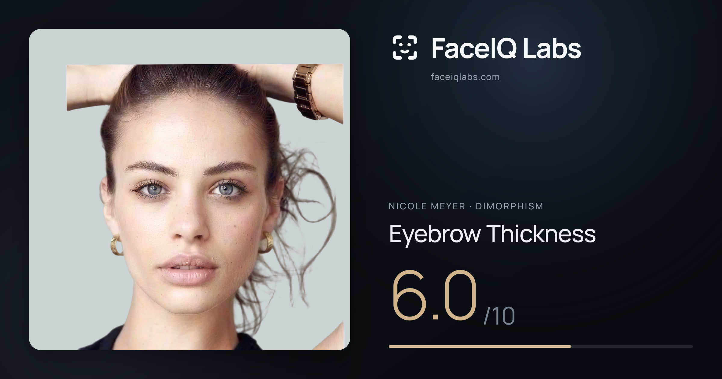 Nicole Meyer Eyebrow Thickness: 6.0/10, drawn on the photo