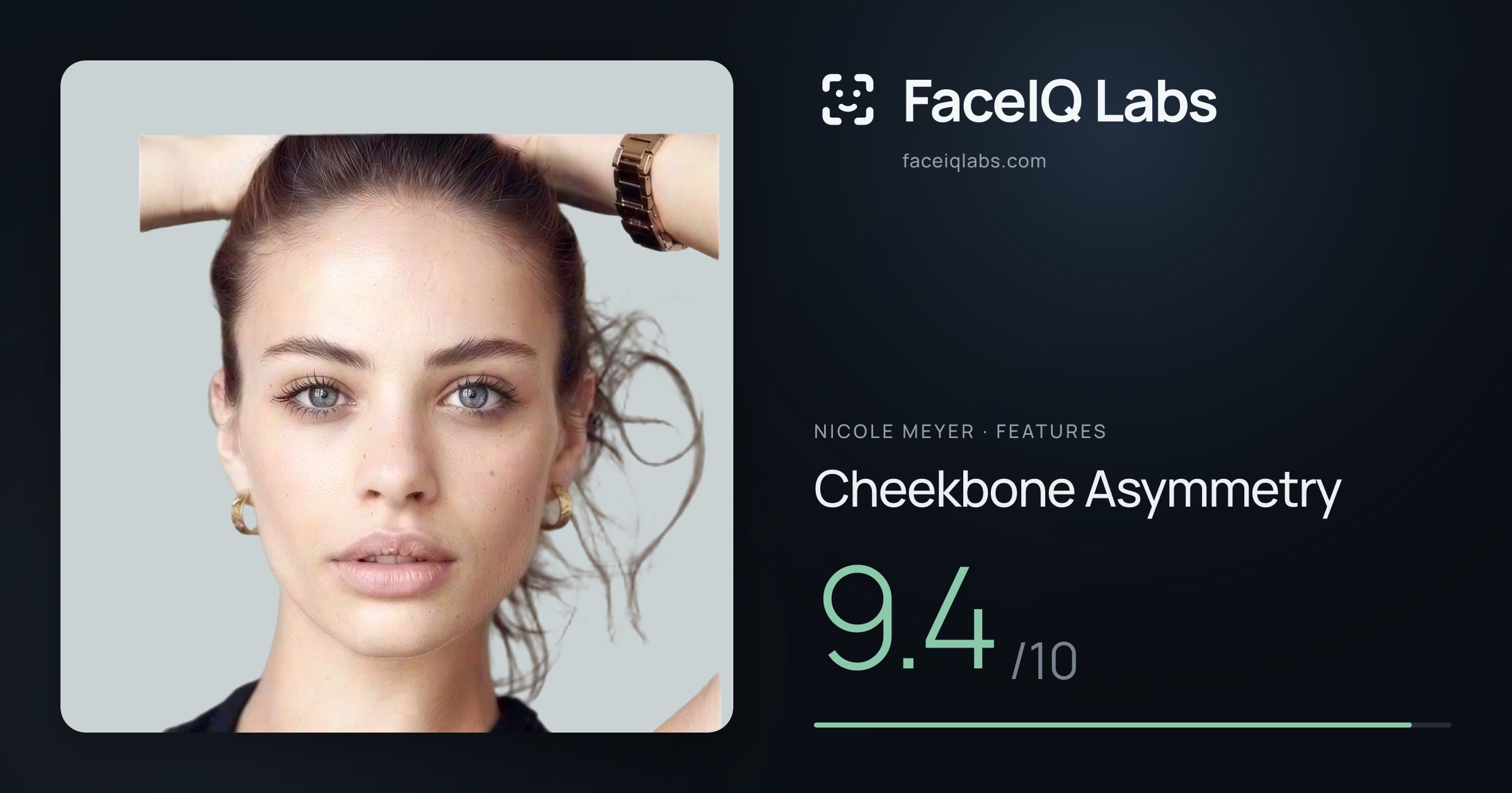 Nicole Meyer Cheekbone Asymmetry: 9.4/10, drawn on the photo