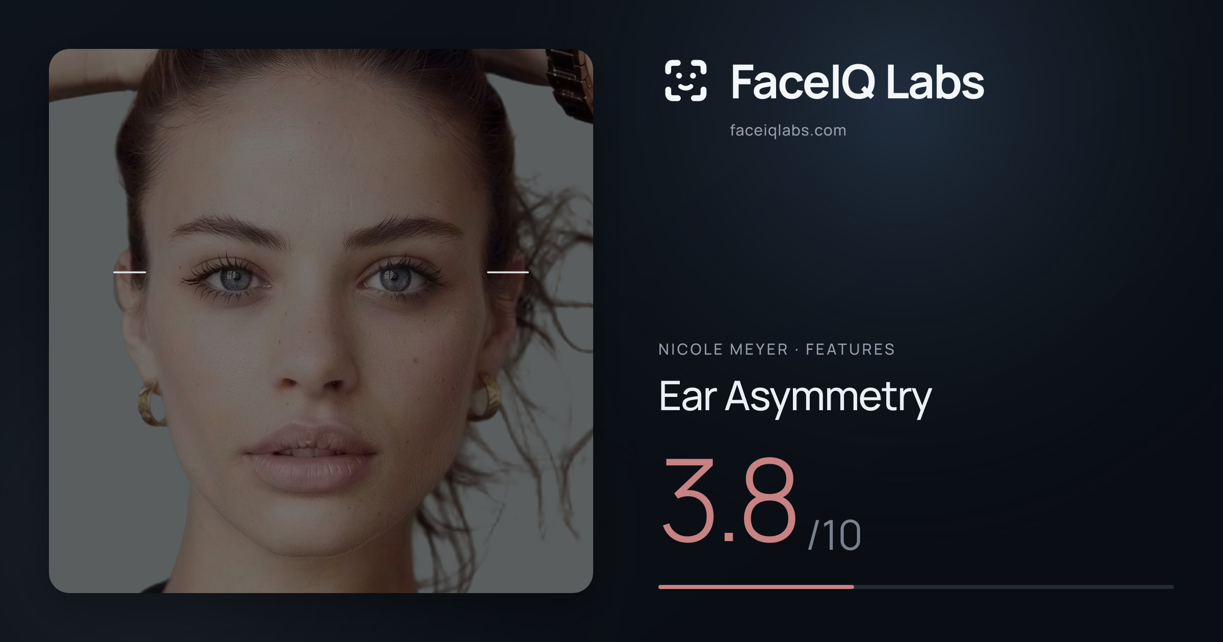 Nicole Meyer Ear Asymmetry: 3.8/10, drawn on the photo