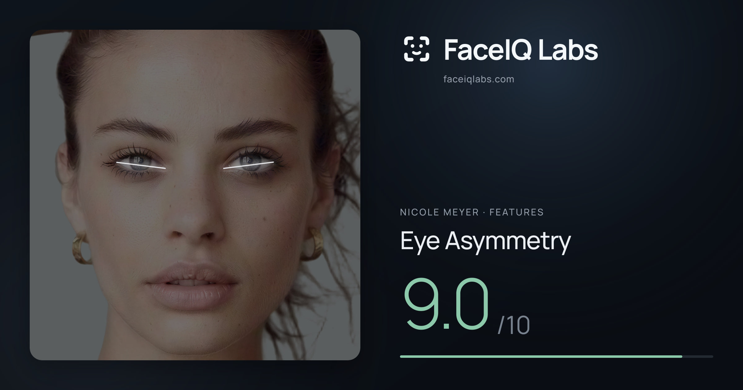 Nicole Meyer Eye Asymmetry: 9.0/10, drawn on the photo