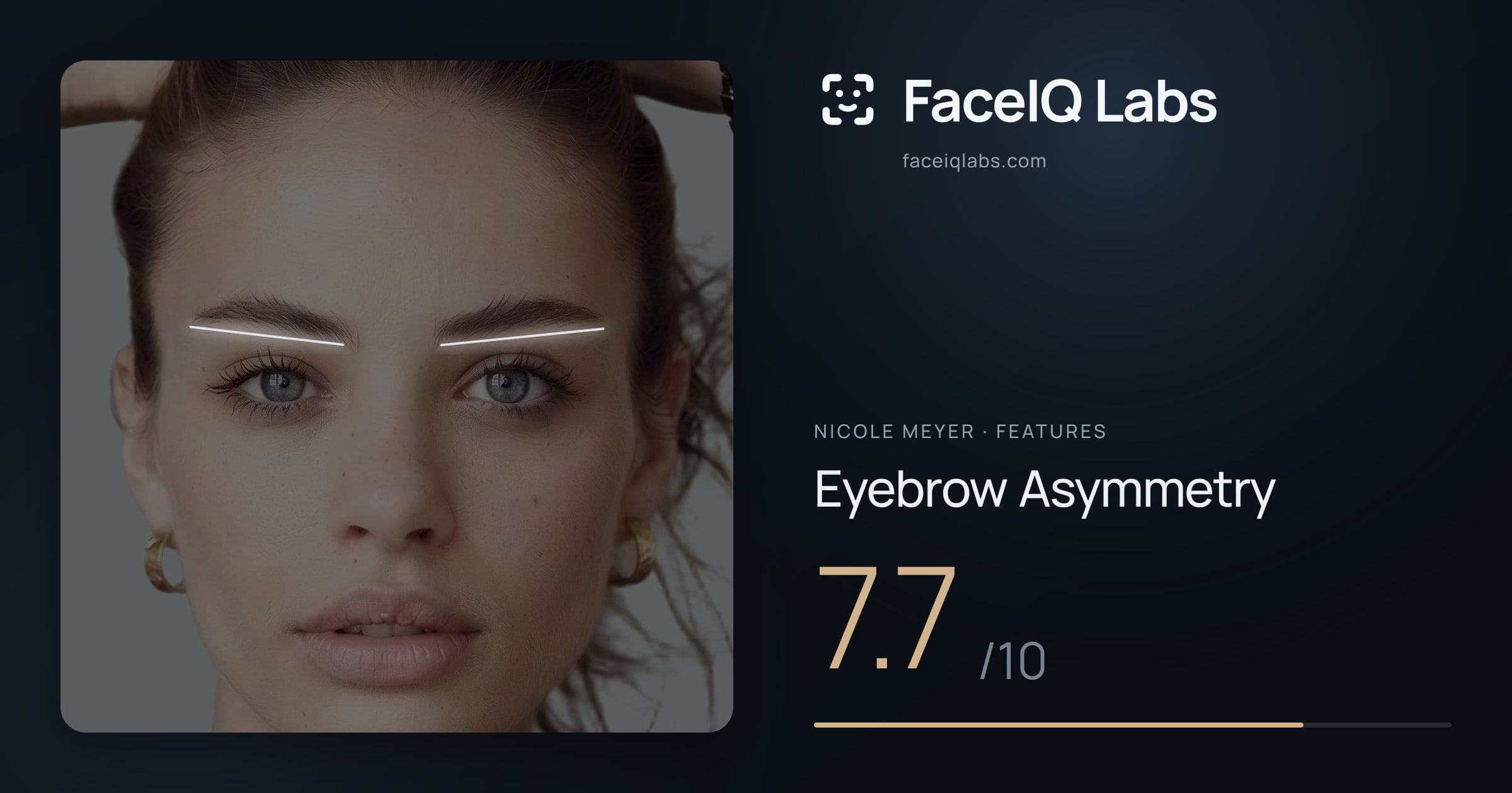 Nicole Meyer Eyebrow Asymmetry: 7.7/10, drawn on the photo